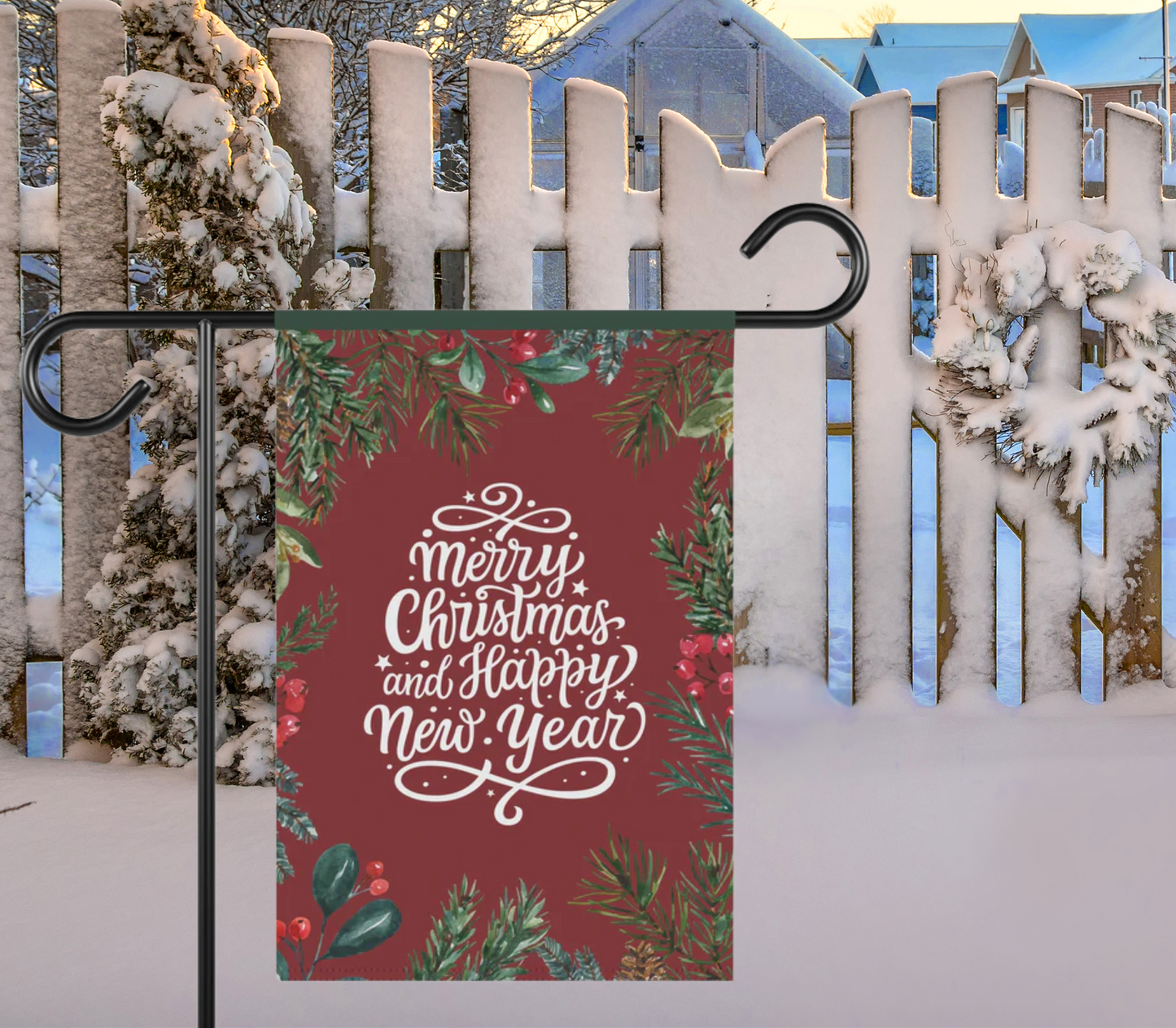 Merry Christmas & Happy New Year 2-Sided Garden & House Banner