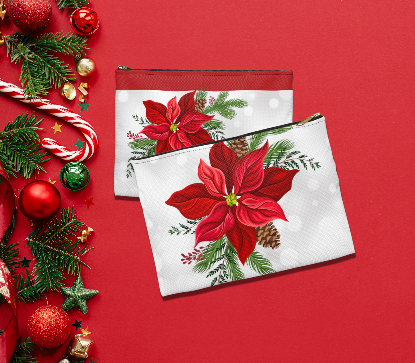 Big Poinsettia Accessory Pouch