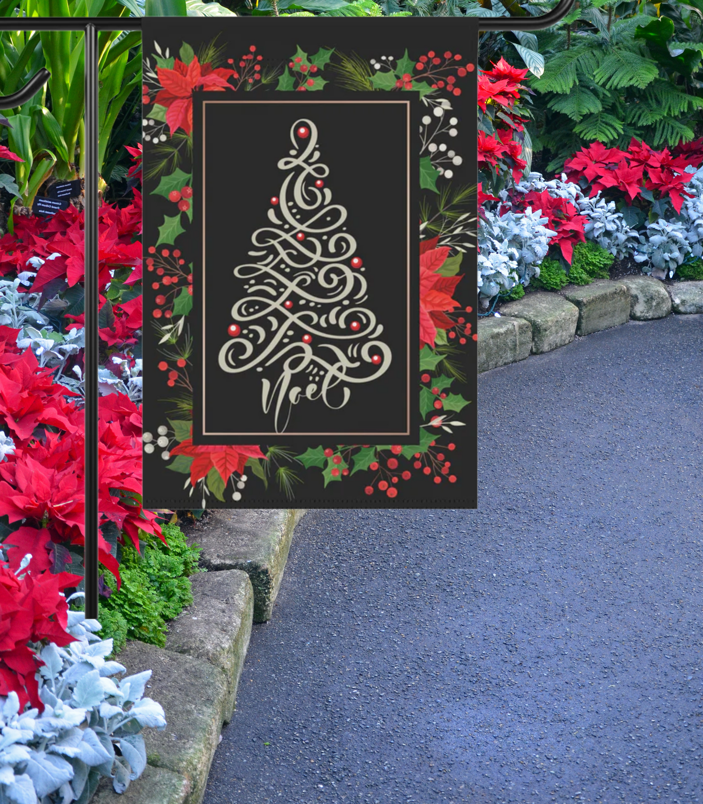 Black Noel Tree 2-Sided Garden & House Banner