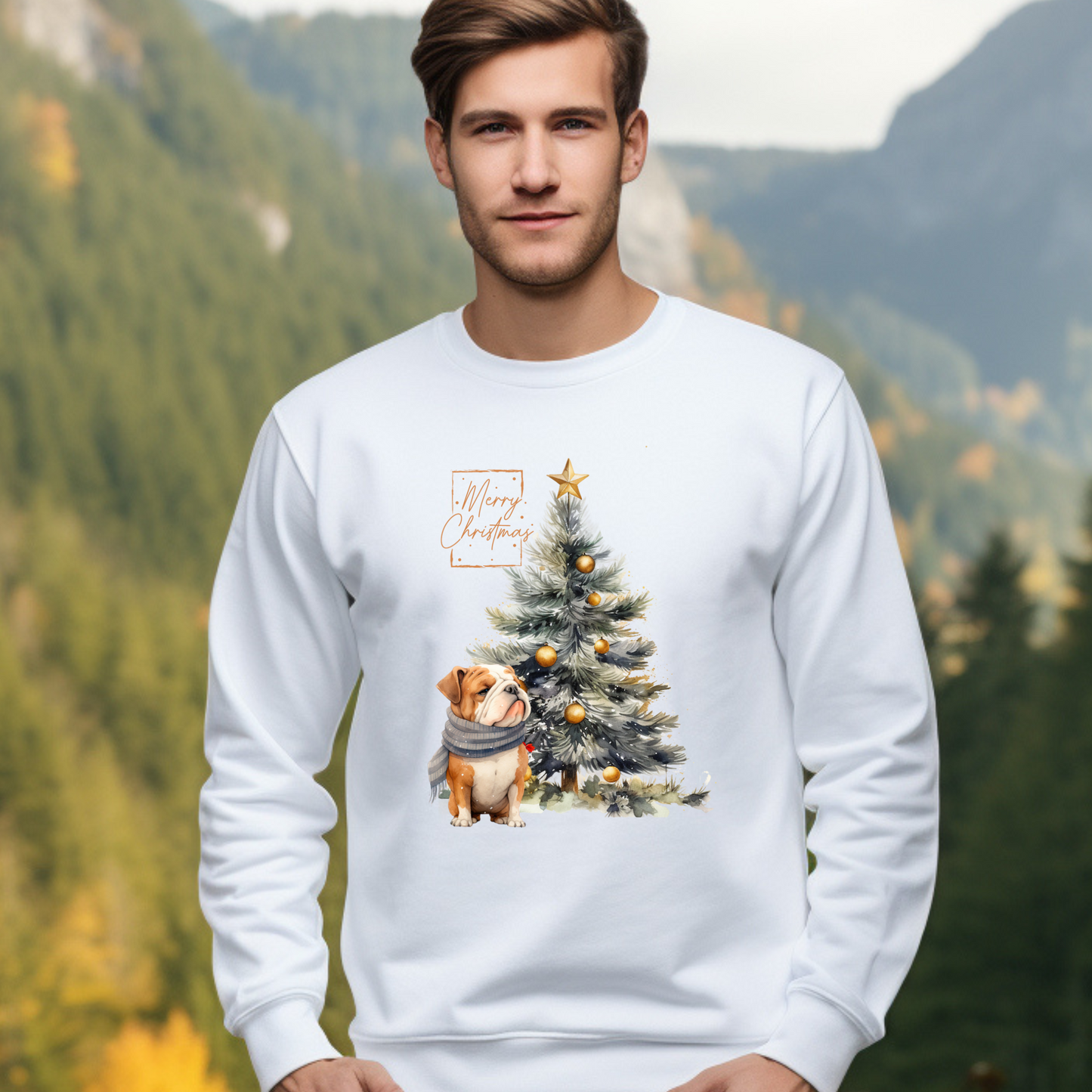 Merry Christmas Bulldog Unisex Heavy Blend™ Crewneck Sweatshirt