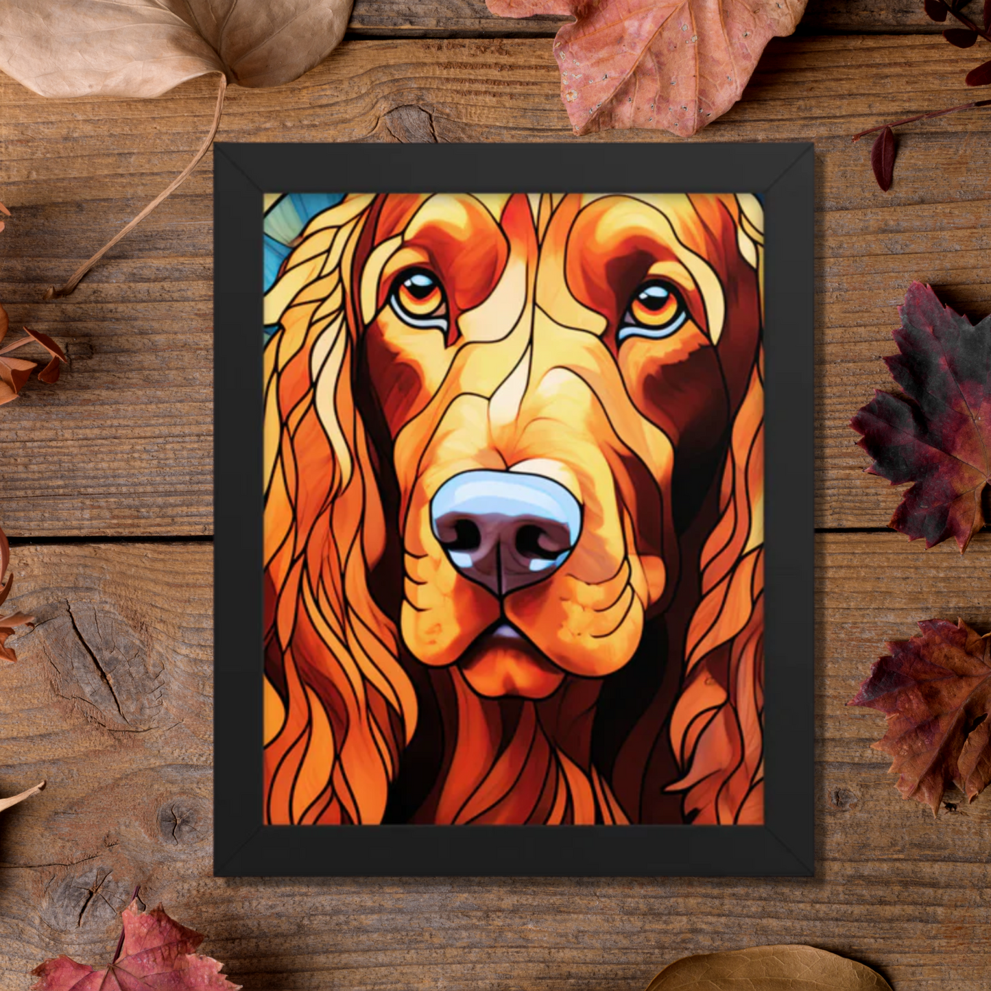 Irish Setter Stained Glass Look Framed poster