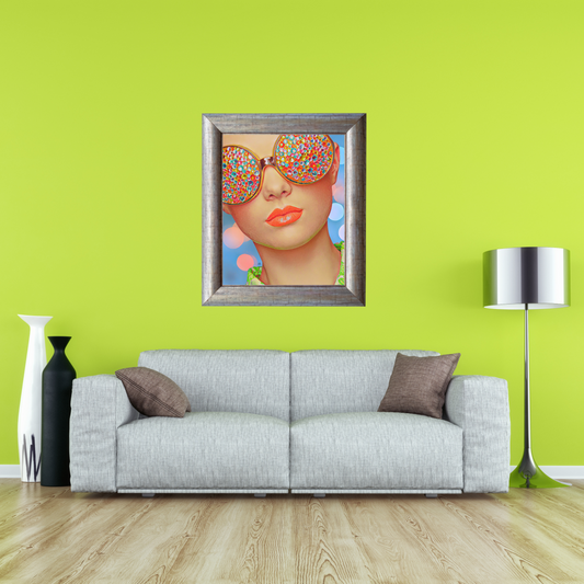 Courtnie Woman Bright Glasses Abstract Portrait Art Poster