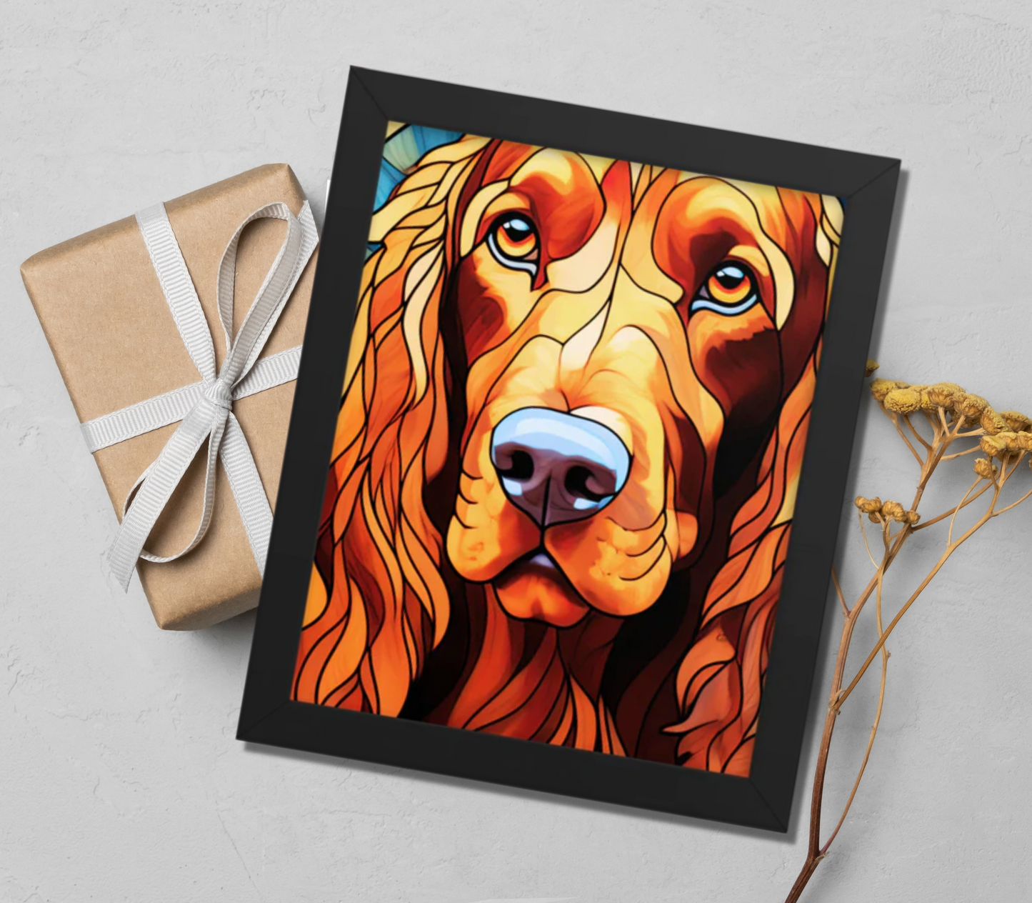 Irish Setter Stained Glass Look Framed poster