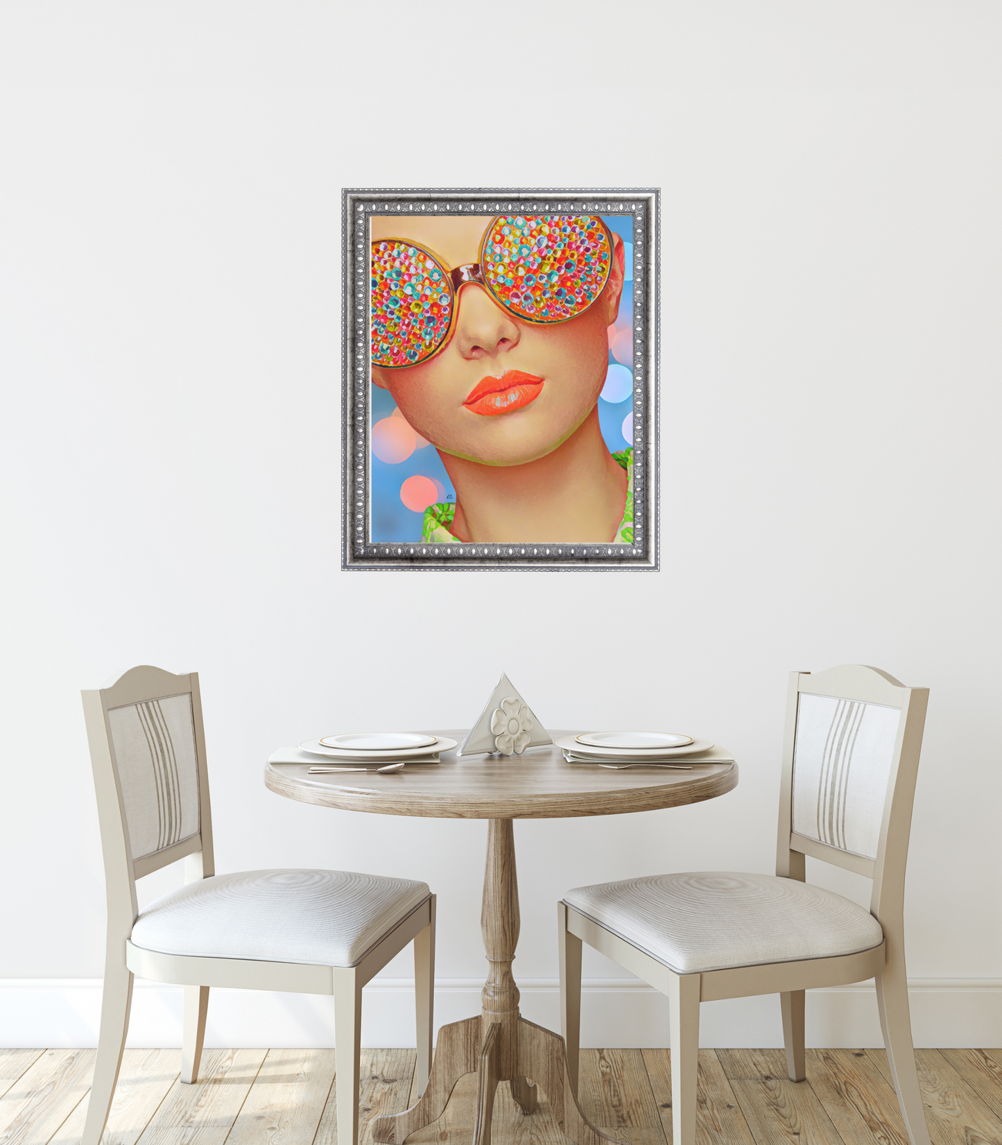 Courtnie Woman Bright Glasses Abstract Portrait Art Poster