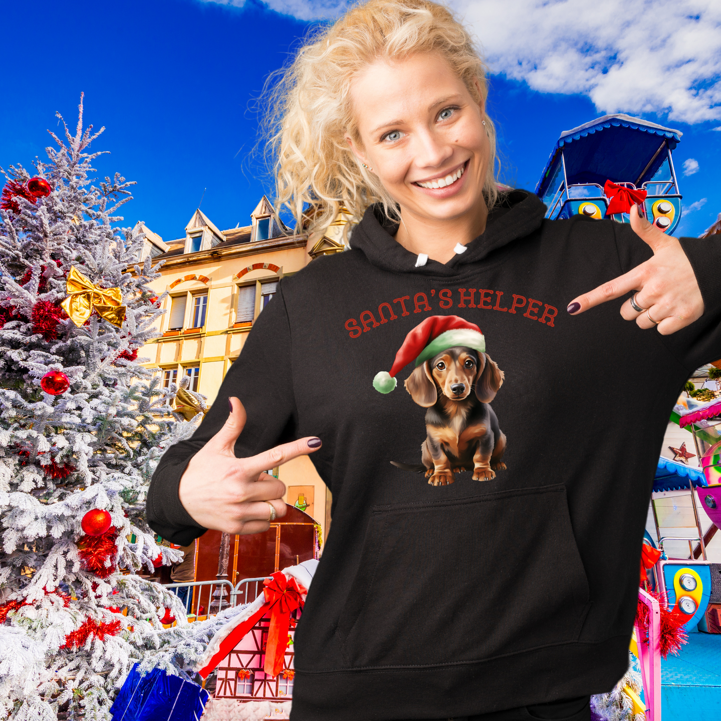 Dachshund Santa's Helper Unisex Heavy Blend™ Hooded Sweatshirt