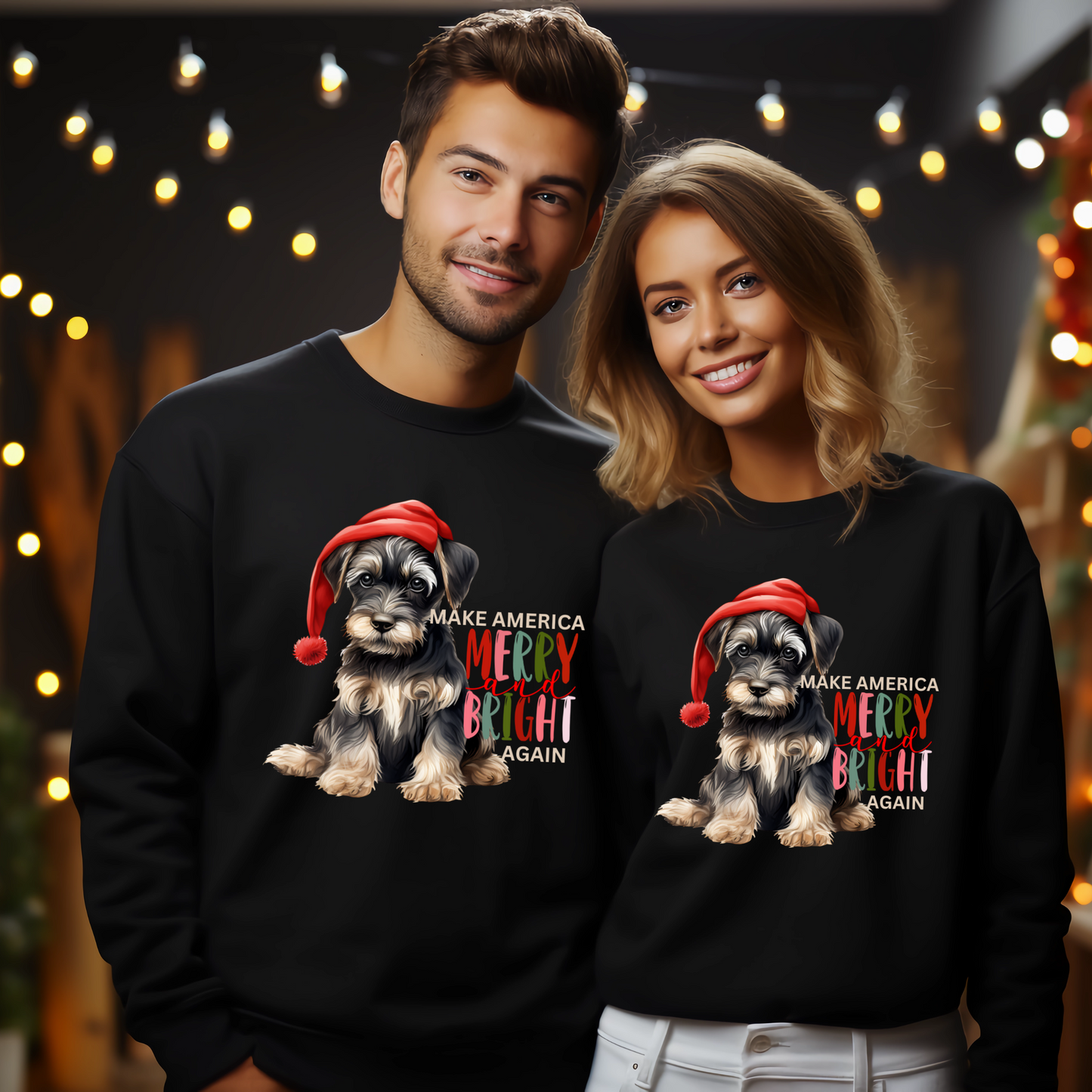 Santa Dog Make America Merry & Bright Again Unisex Heavy Blend™ Crewneck Sweatshirt