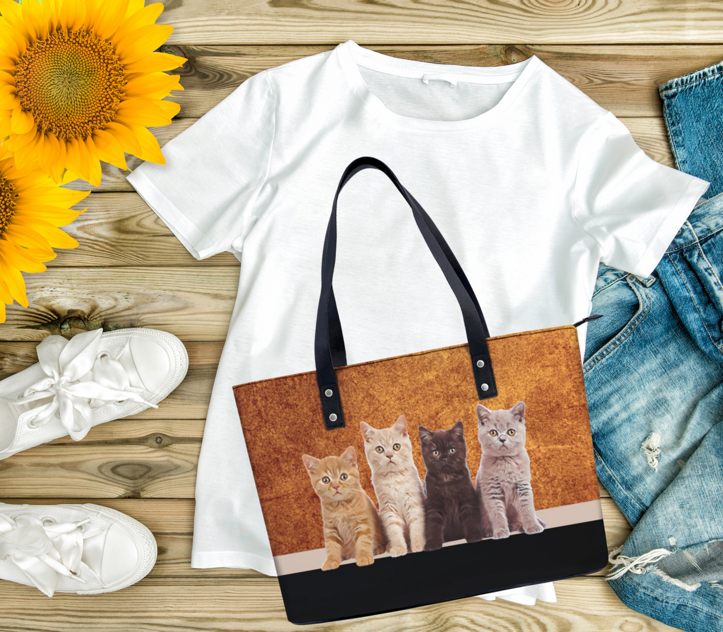 Meow Meow Meow Meow PU Leather Handbag Tote