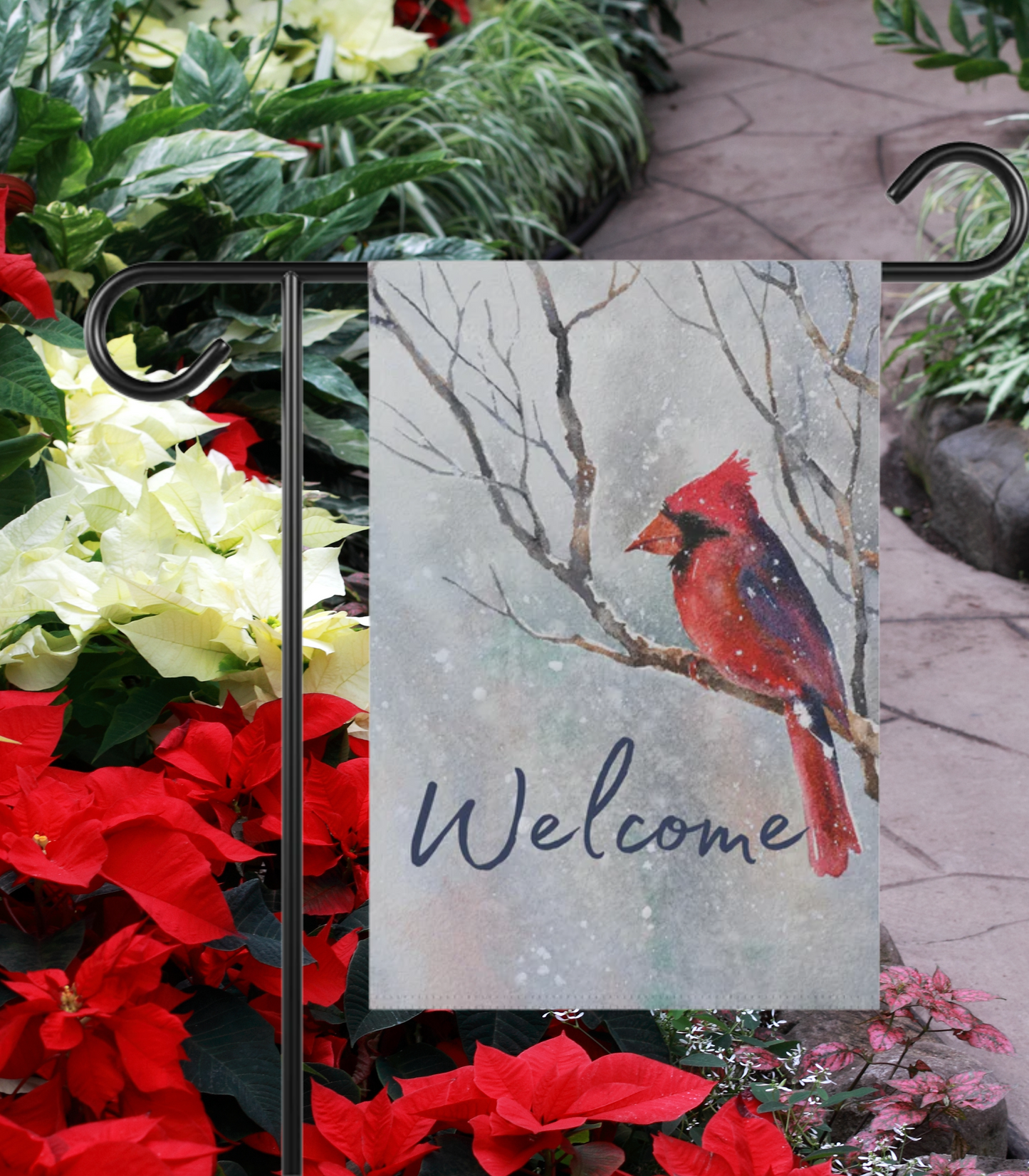 Welcome Winter Cardinal 2-Sided Garden & House Banner