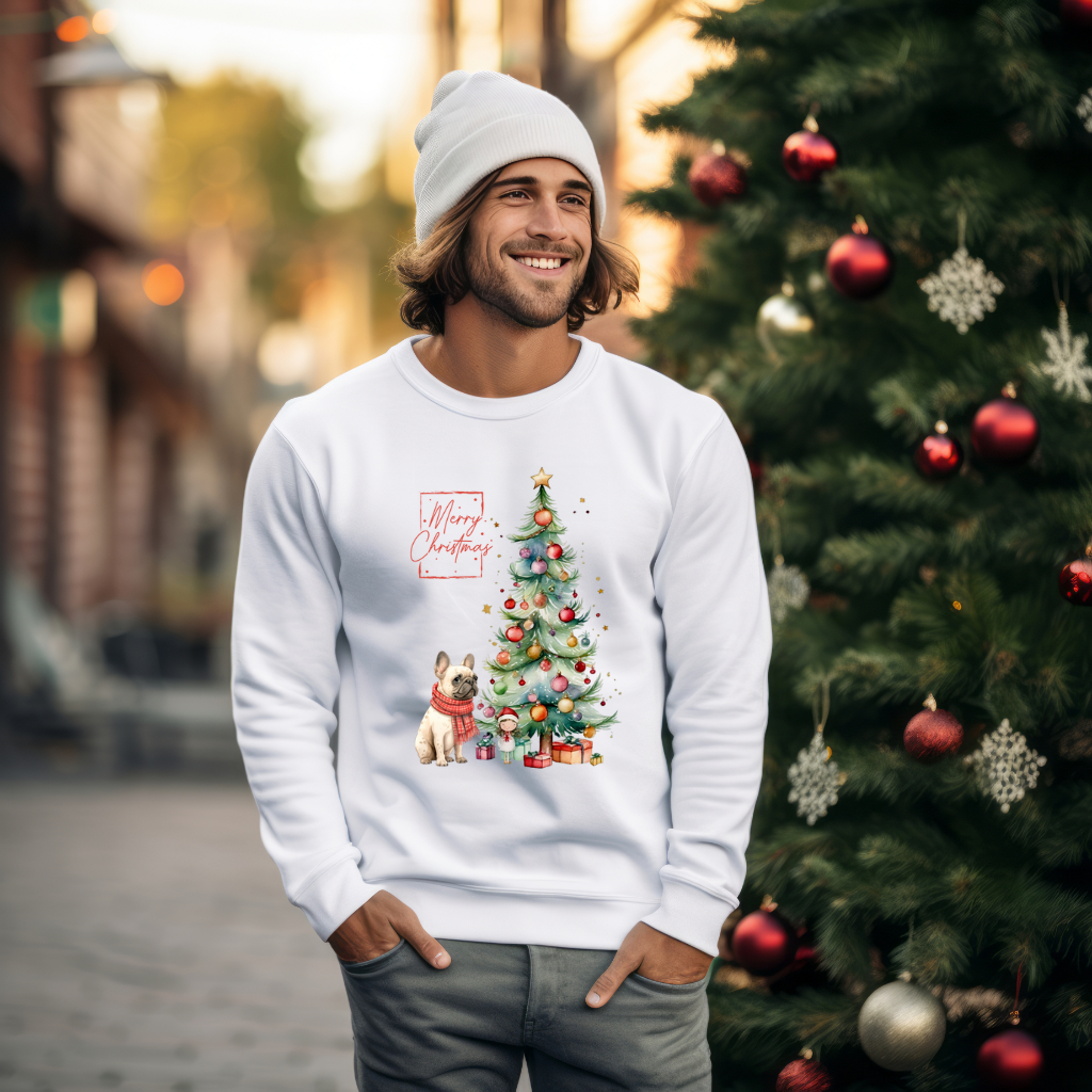 Merry Christmas French Bulldog Unisex Heavy Blend™ Crewneck Sweatshirt