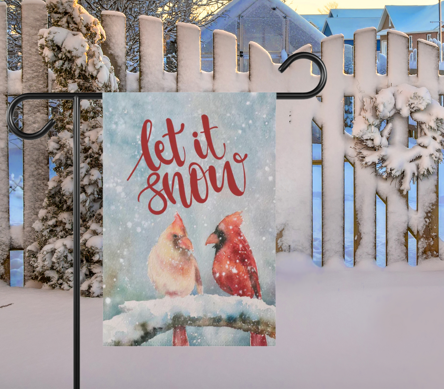 Let it Snow Cardinals 2-Sided Garden & House Banner