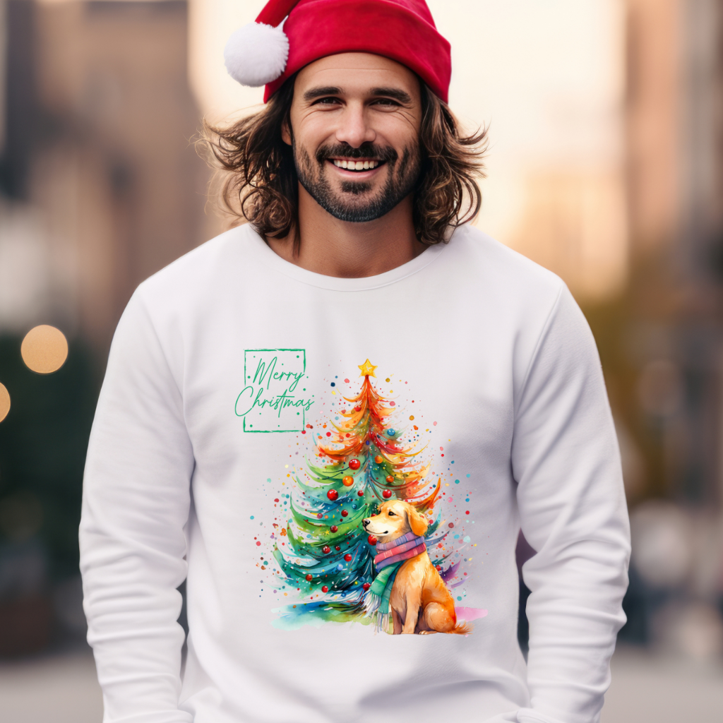 Merry Christmas Golden Retriever Unisex Heavy Blend™ Crewneck Sweatshirt