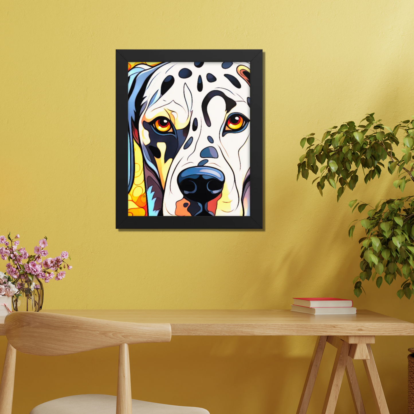 Dalmatian Stained Glass Look Framed poster