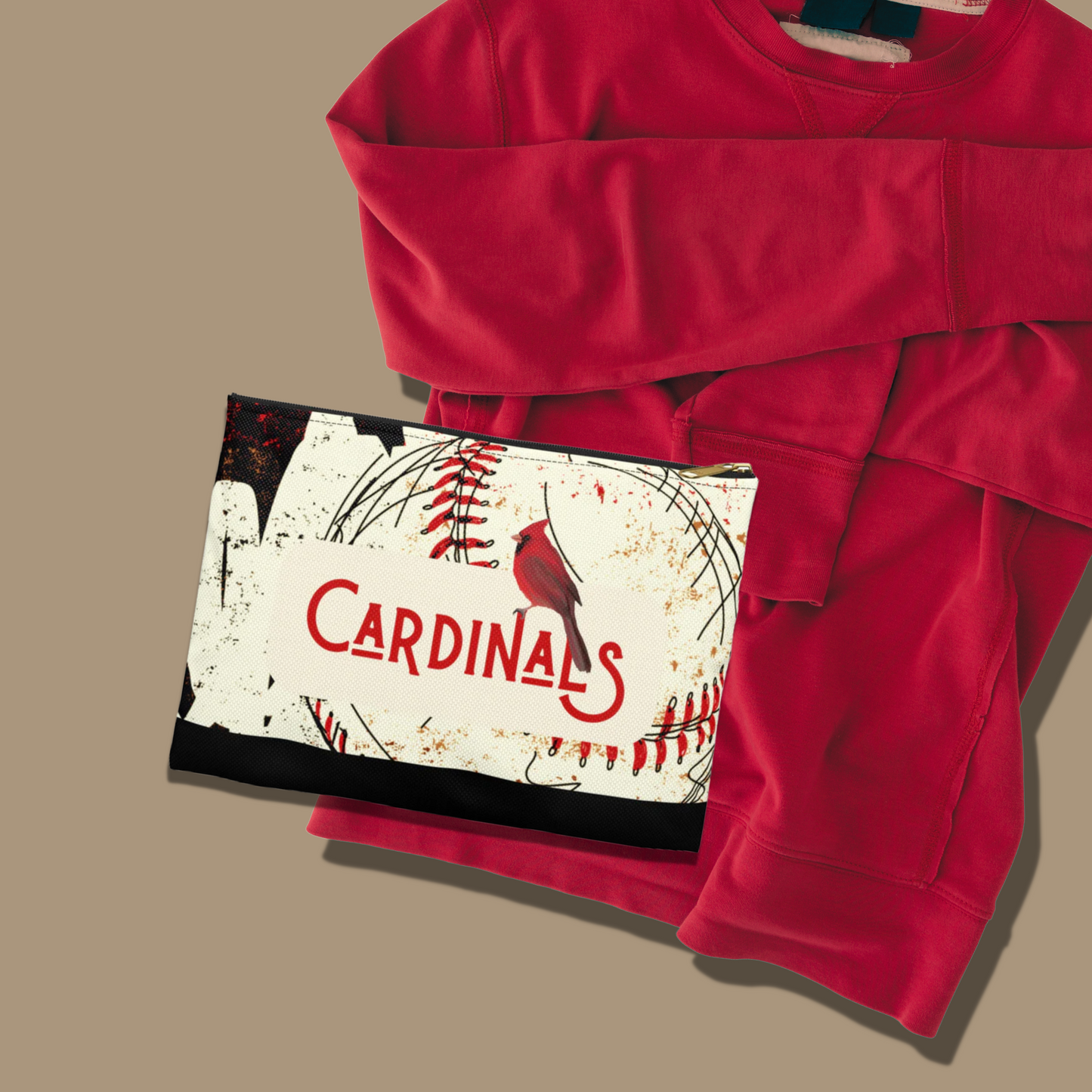 Cardinals Baseball Grunge Accessory Pouch