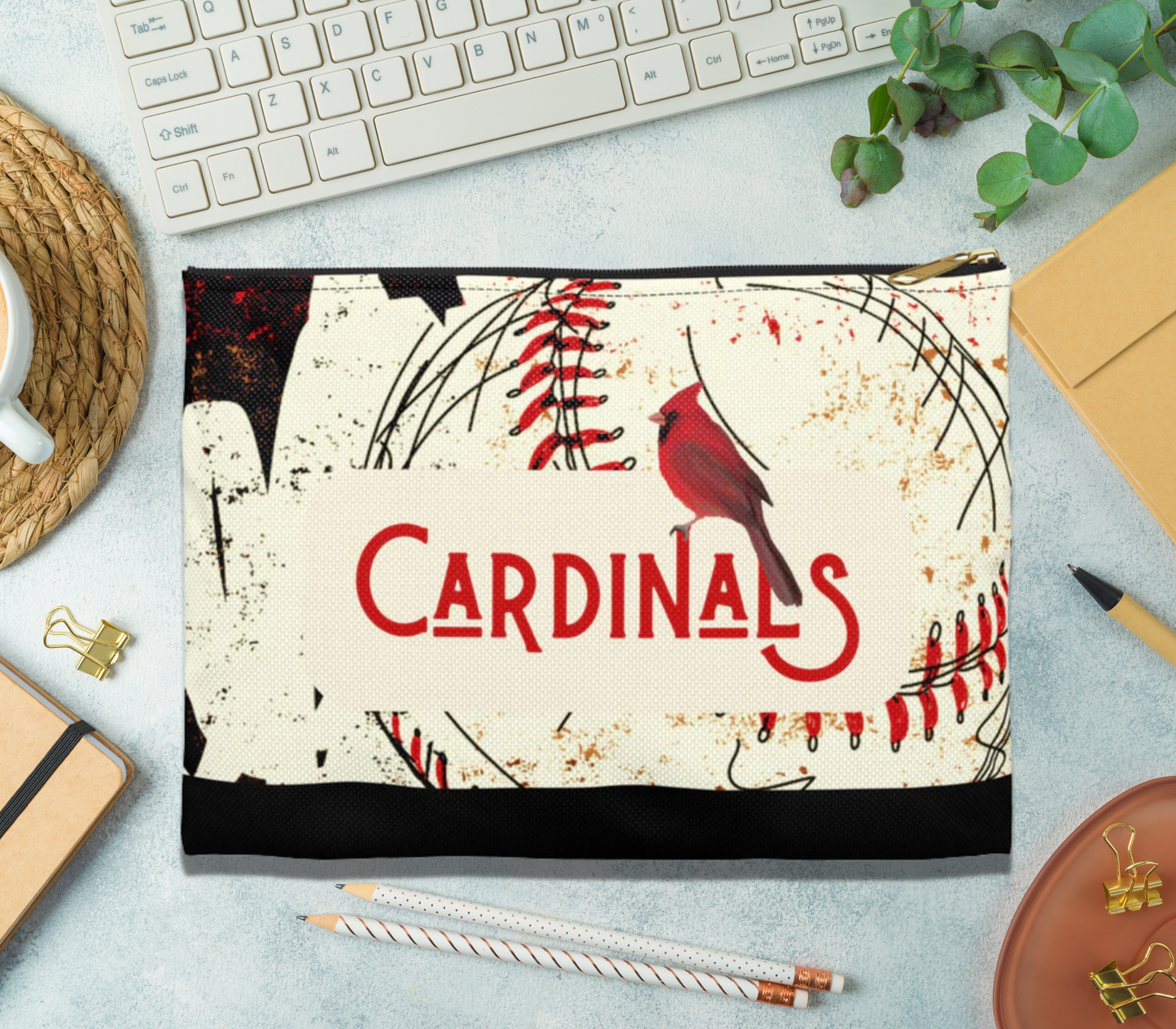 Cardinals Baseball Grunge Accessory Pouch