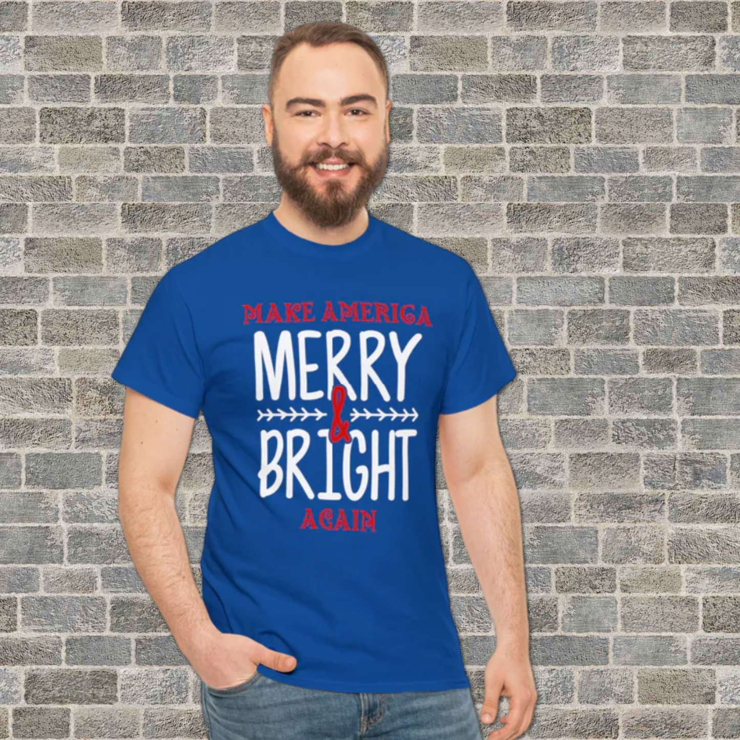 Bold Make America Merry & Bright Again Unisex Heavy Cotton Tee