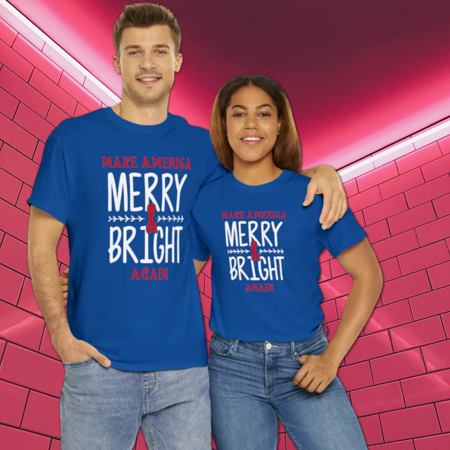 Bold Make America Merry & Bright Again Unisex Heavy Cotton Tee