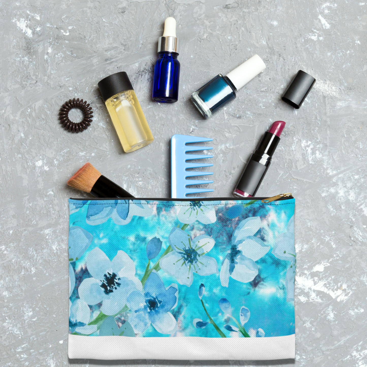 Nordic Floral Journal Makeup Pencil Zipper Accessory Pouch