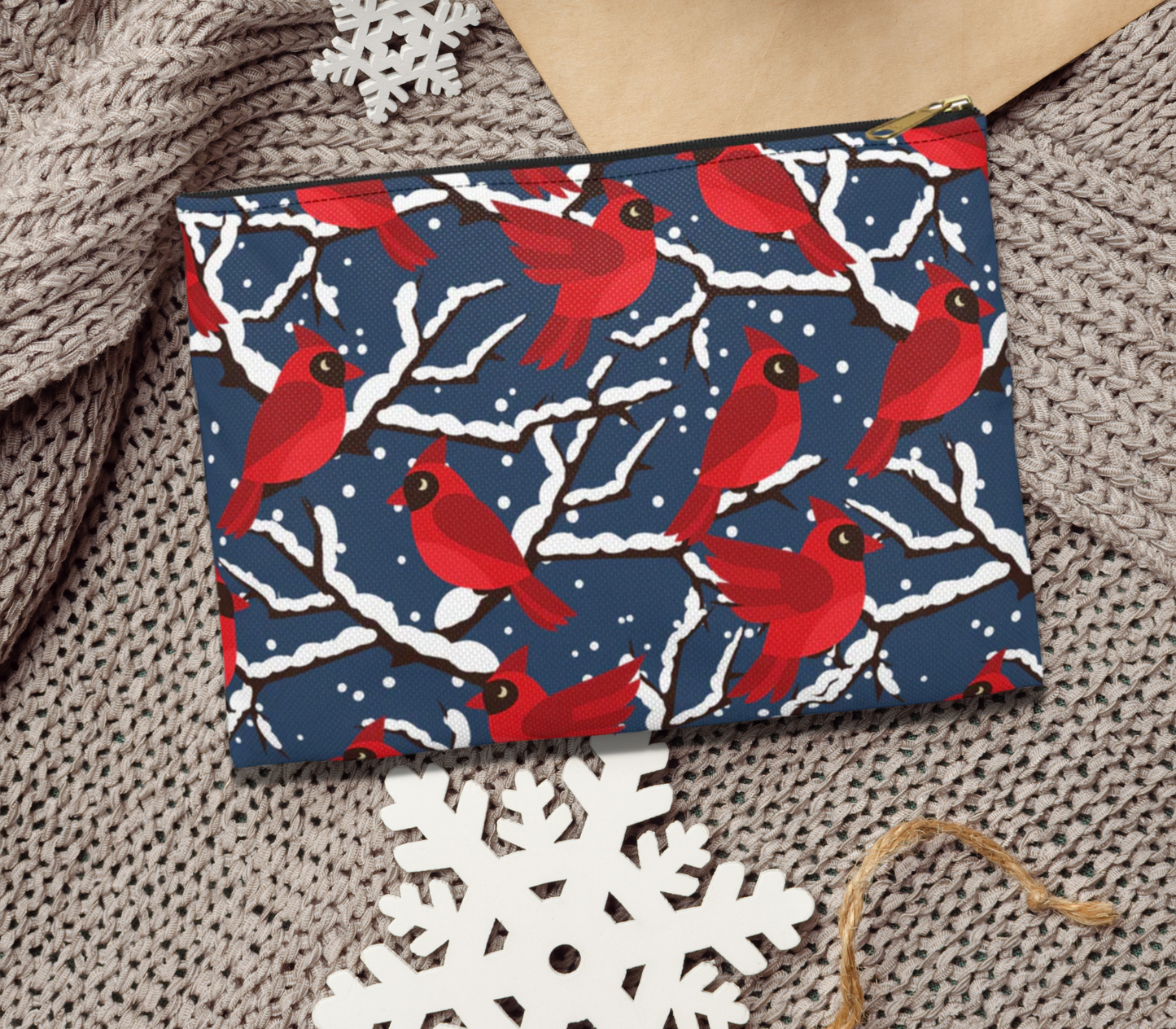 Cardinals on Snowy Branches Accessory Pouch