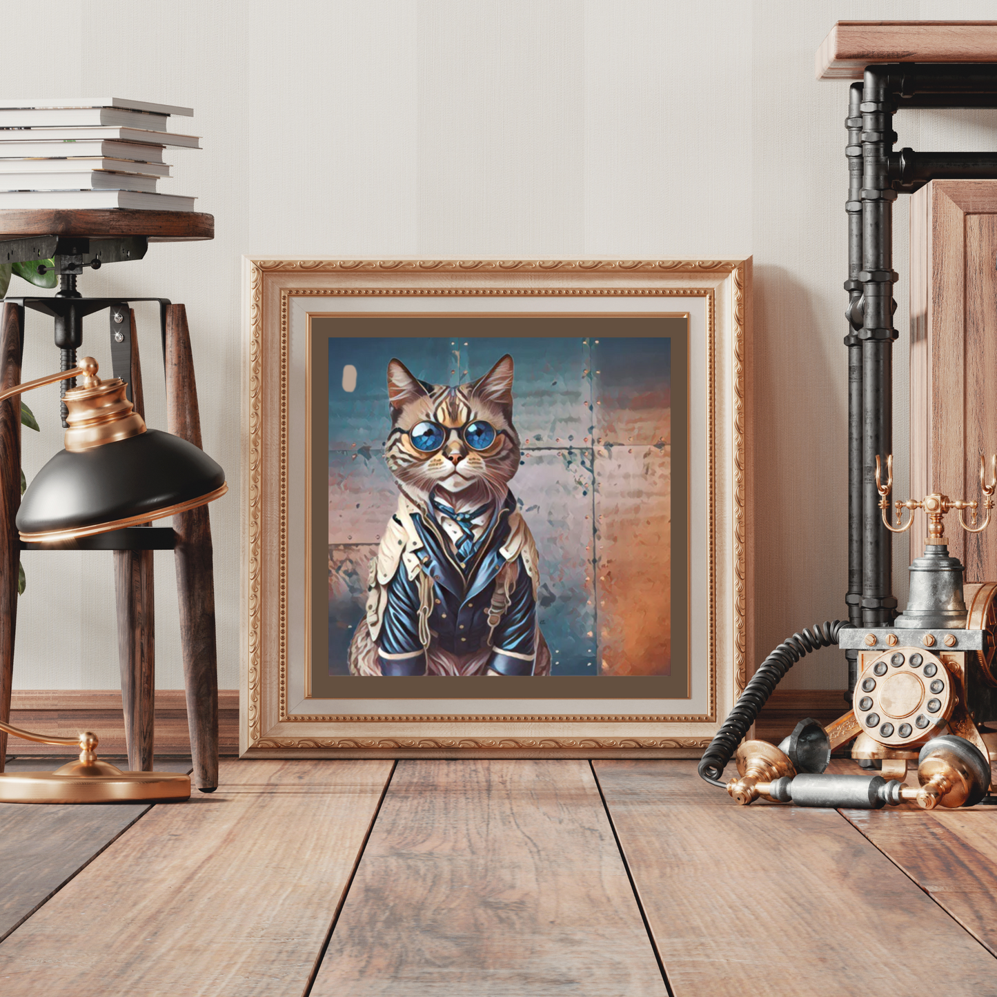 Clayton Steampunk Cat in Glasses Poster