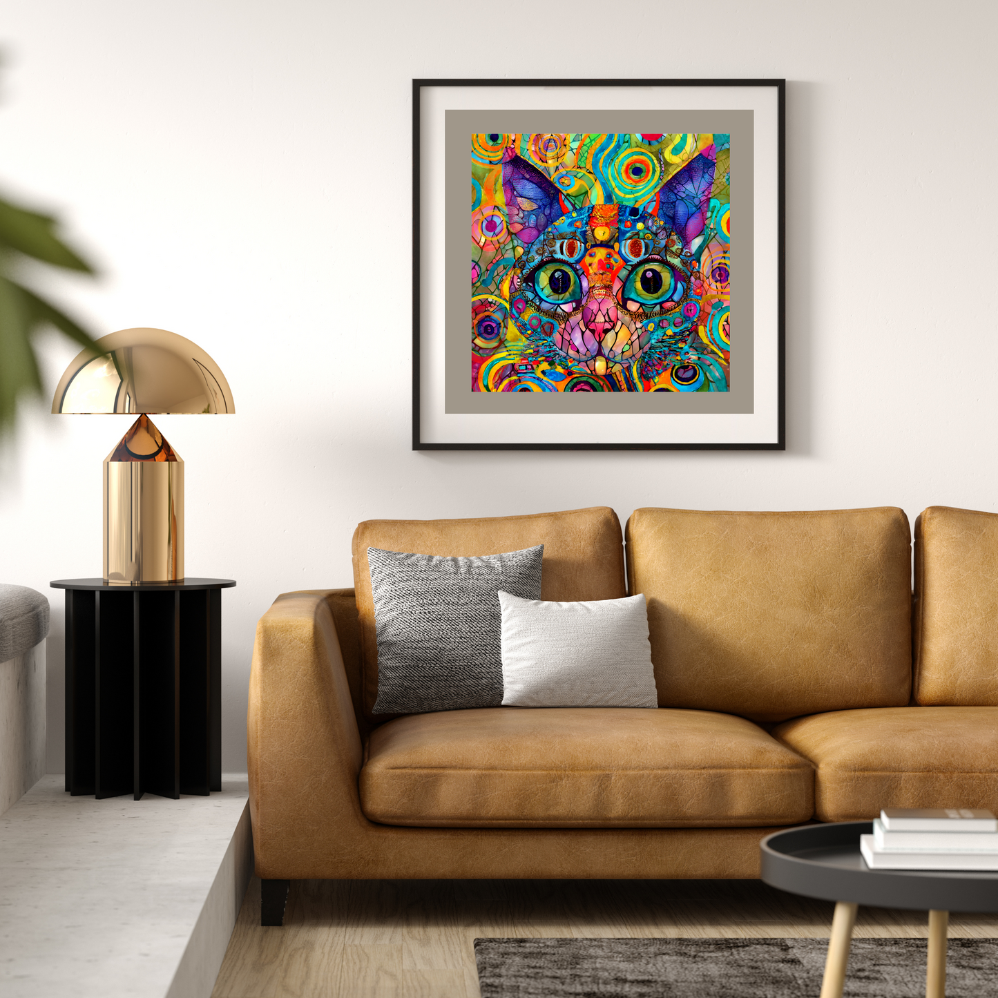 Fancy Boho Abstract Maximalist Colorful Cat Poster