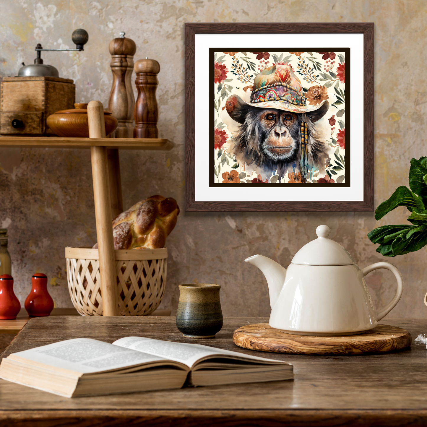 Bertie Bohemian Monkey Art Poster