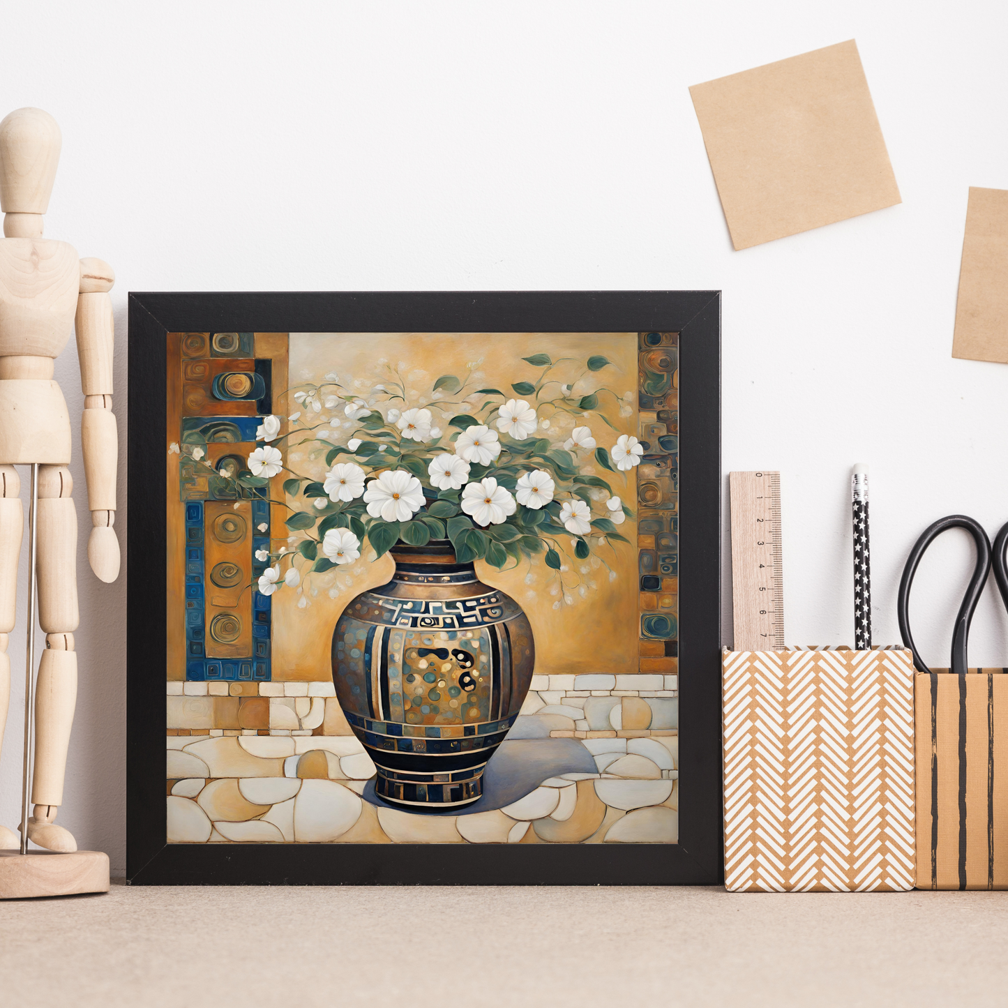 Single Vase with White Flowers Poster