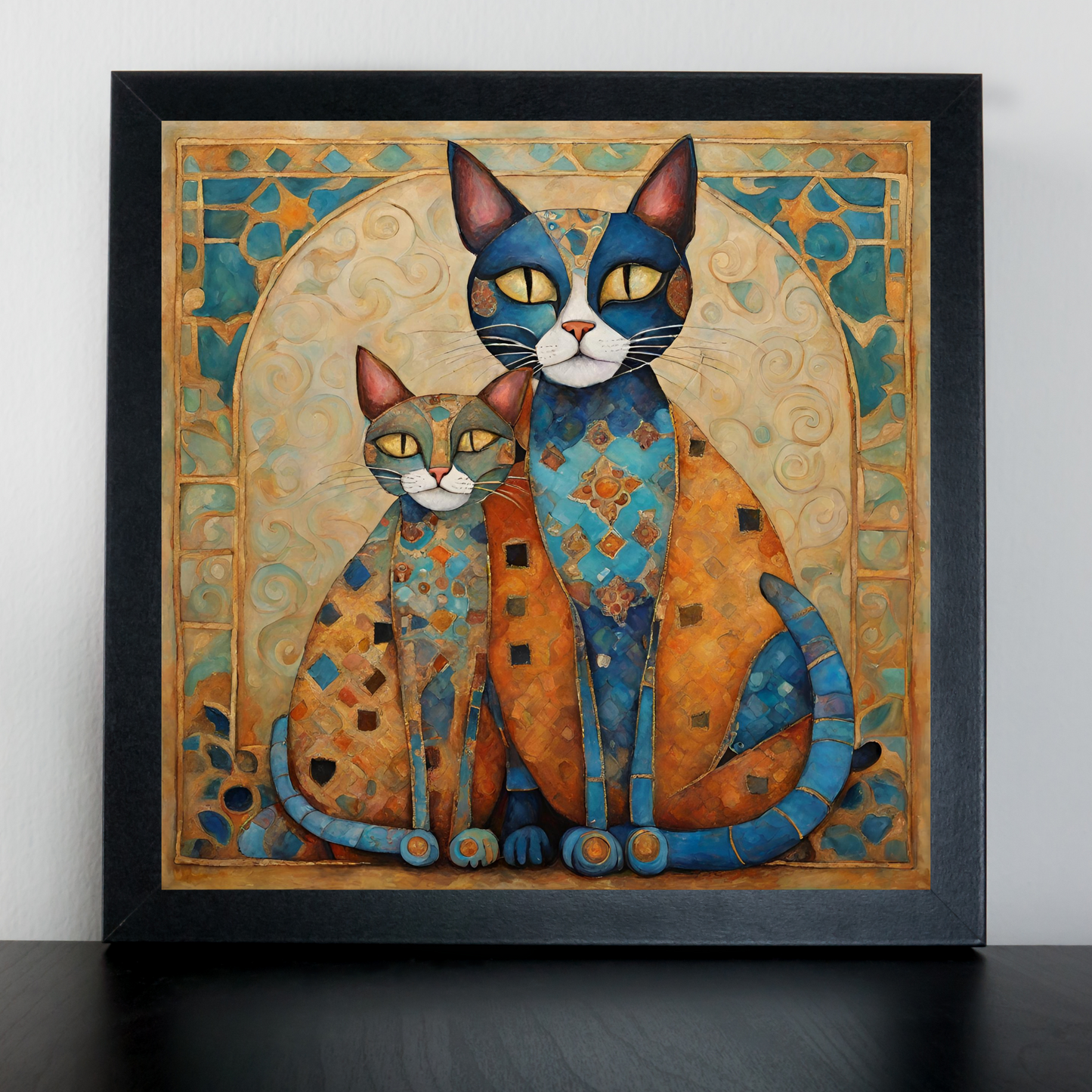 Cats in Turquoise Poster