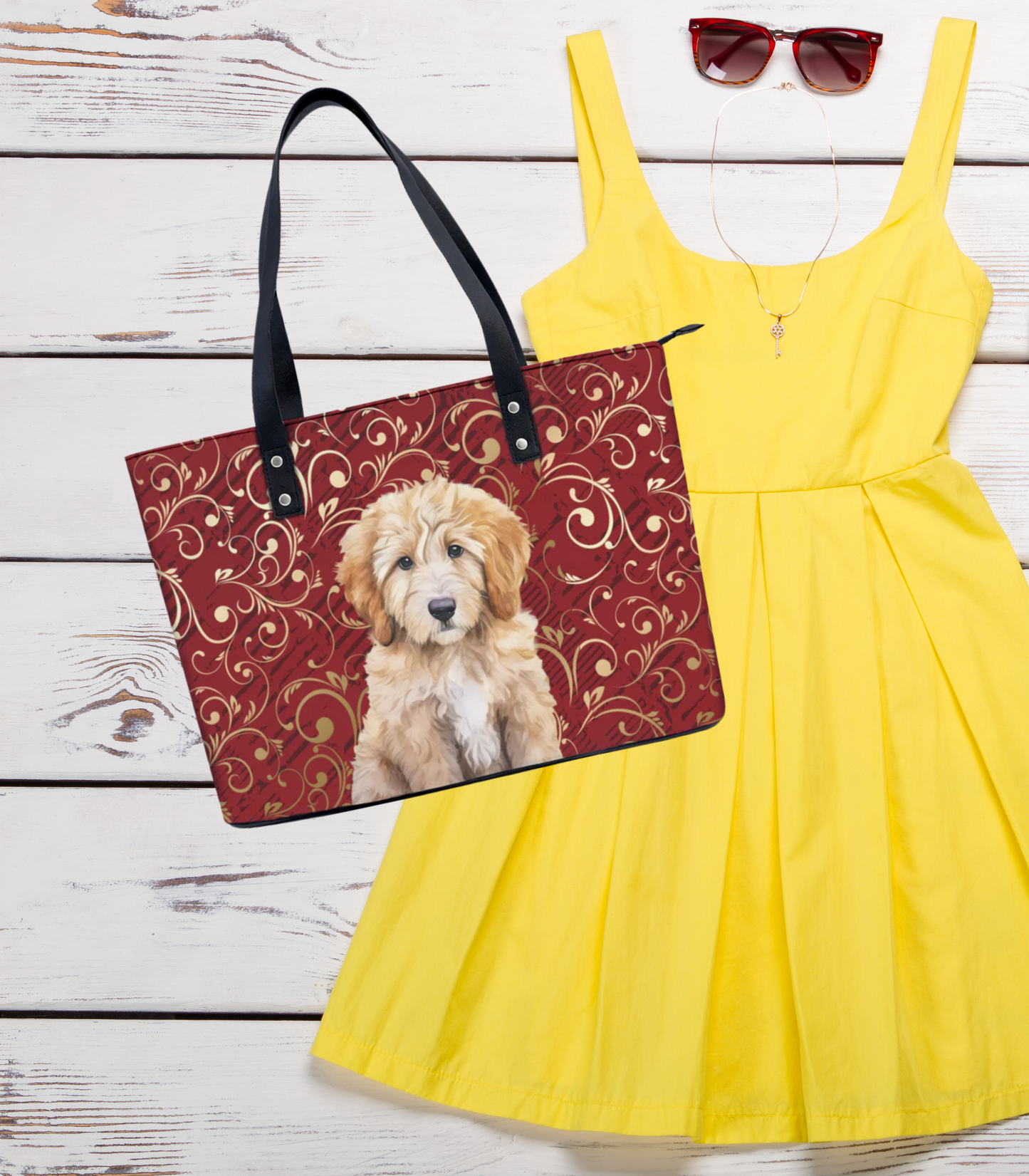 Goldendoodle PU Leather Handbag Tote