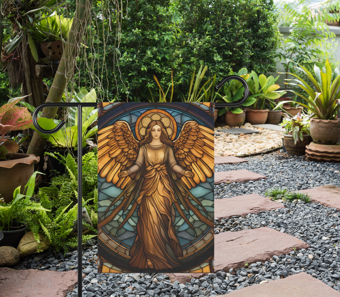 Stained Glass Angel(6) 2-Sided Garden & House Banner