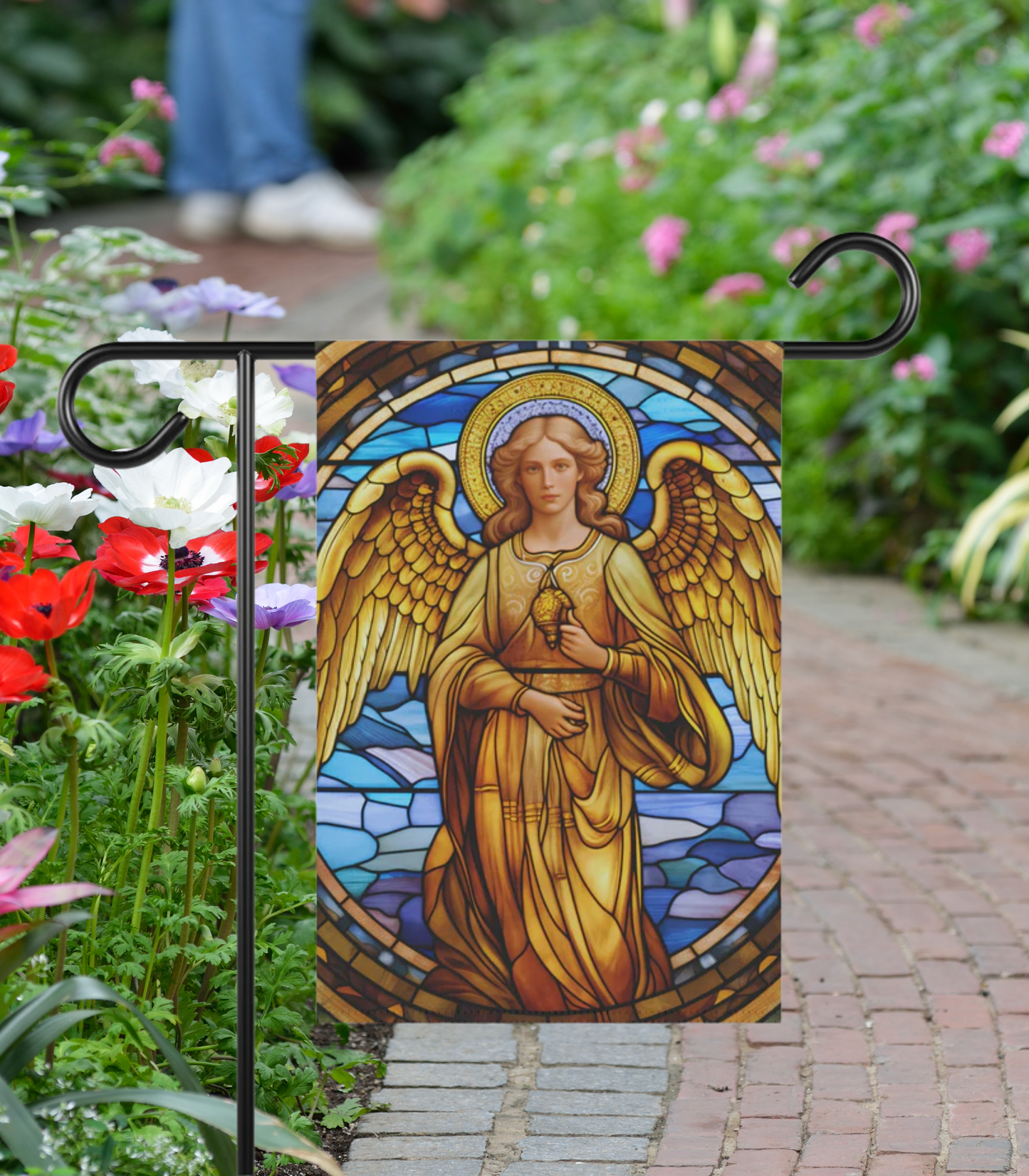 Stained Glass Angel(5) 2-Sided Garden & House Banner