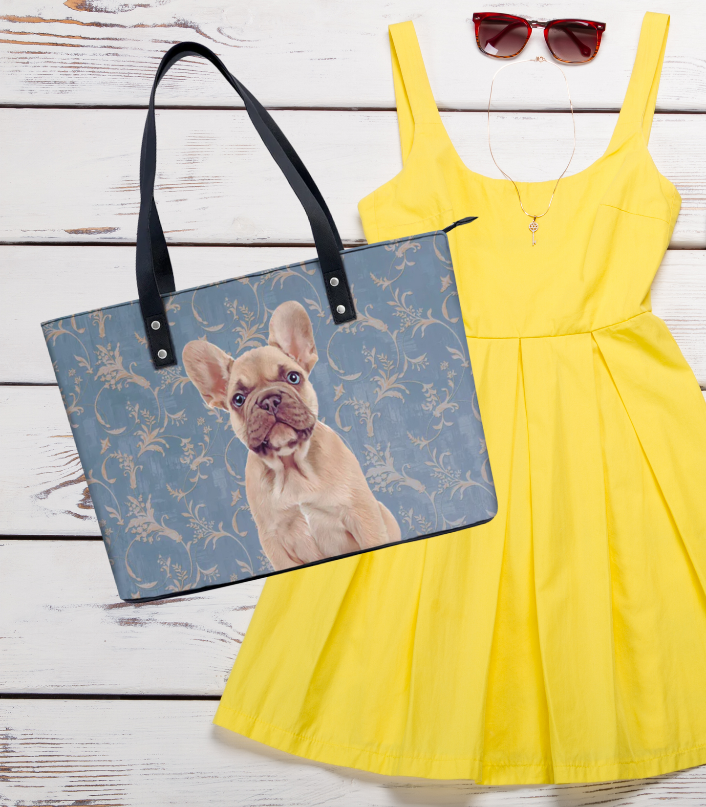 French Bulldog PU Leather Handbag Tote