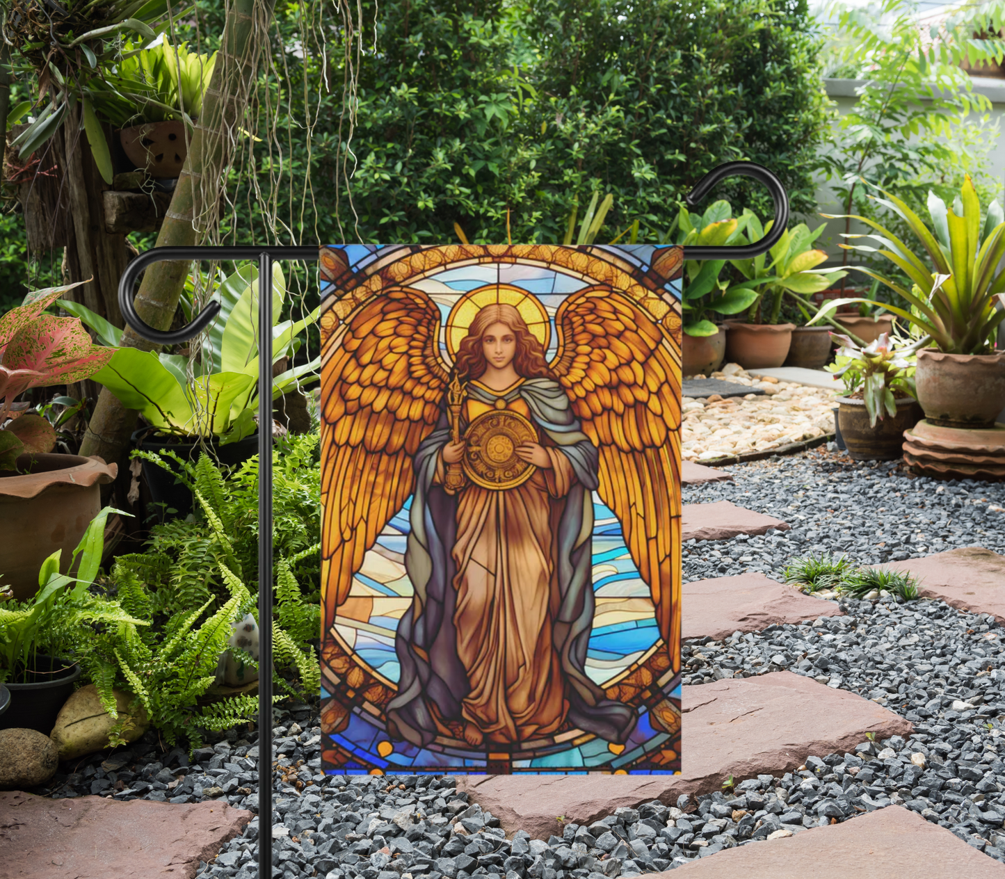 Stained Glass Angel(2) 2-Sided  Garden & House Banner