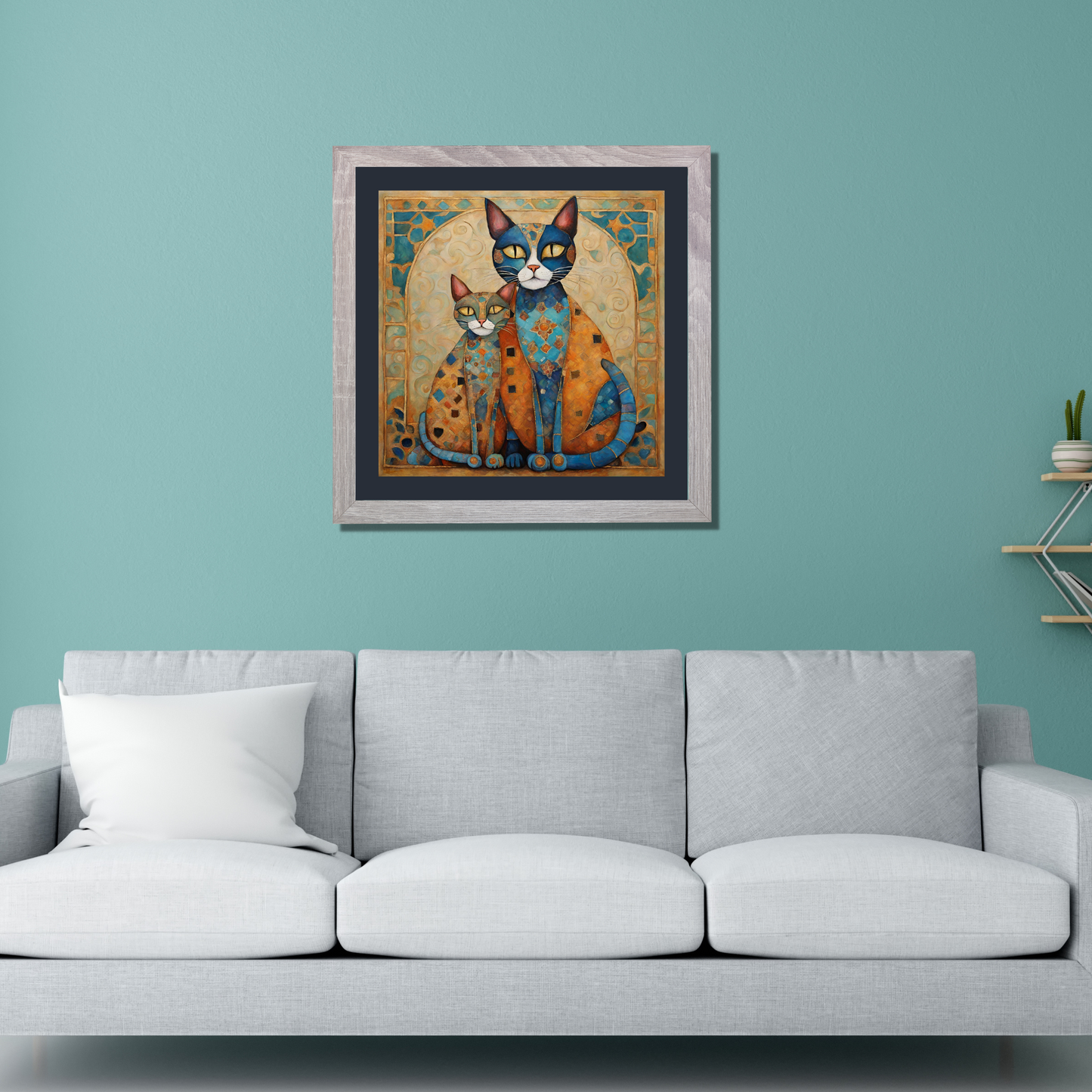 Cats in Turquoise Poster