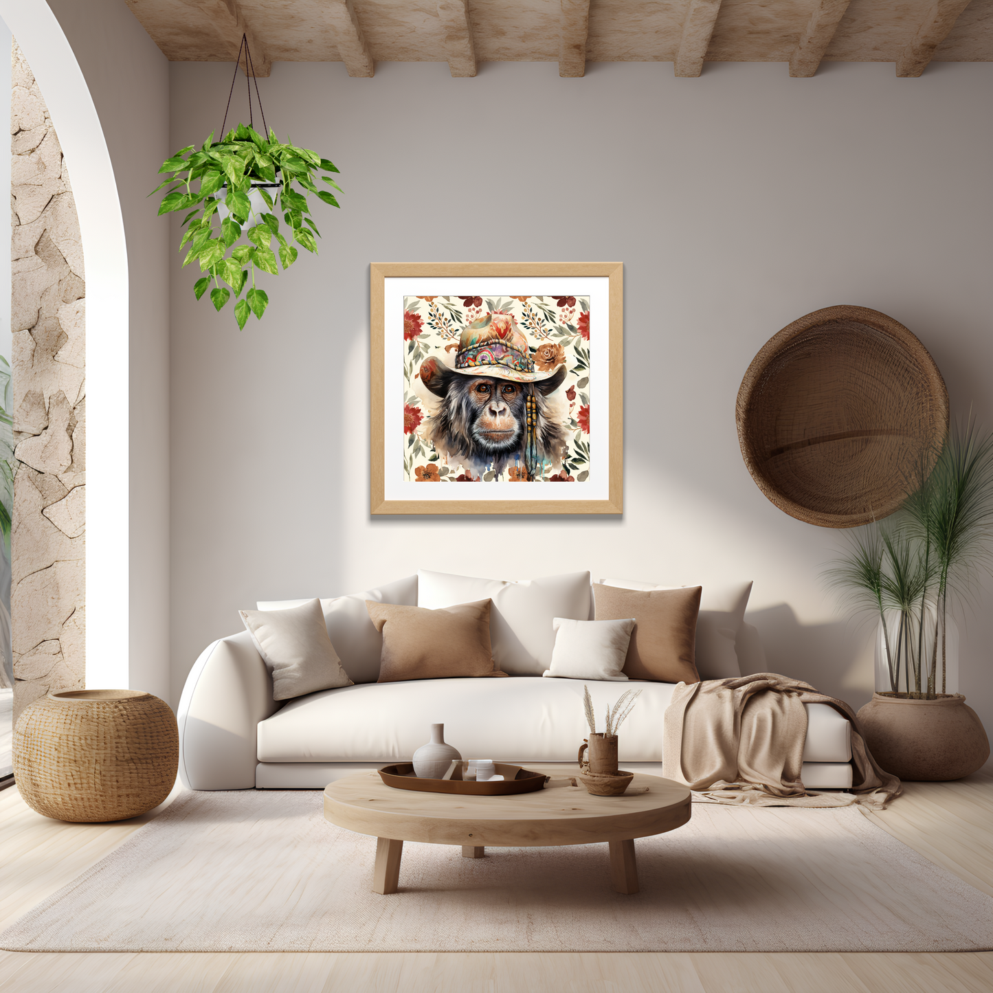 Bertie Bohemian Monkey Art Poster