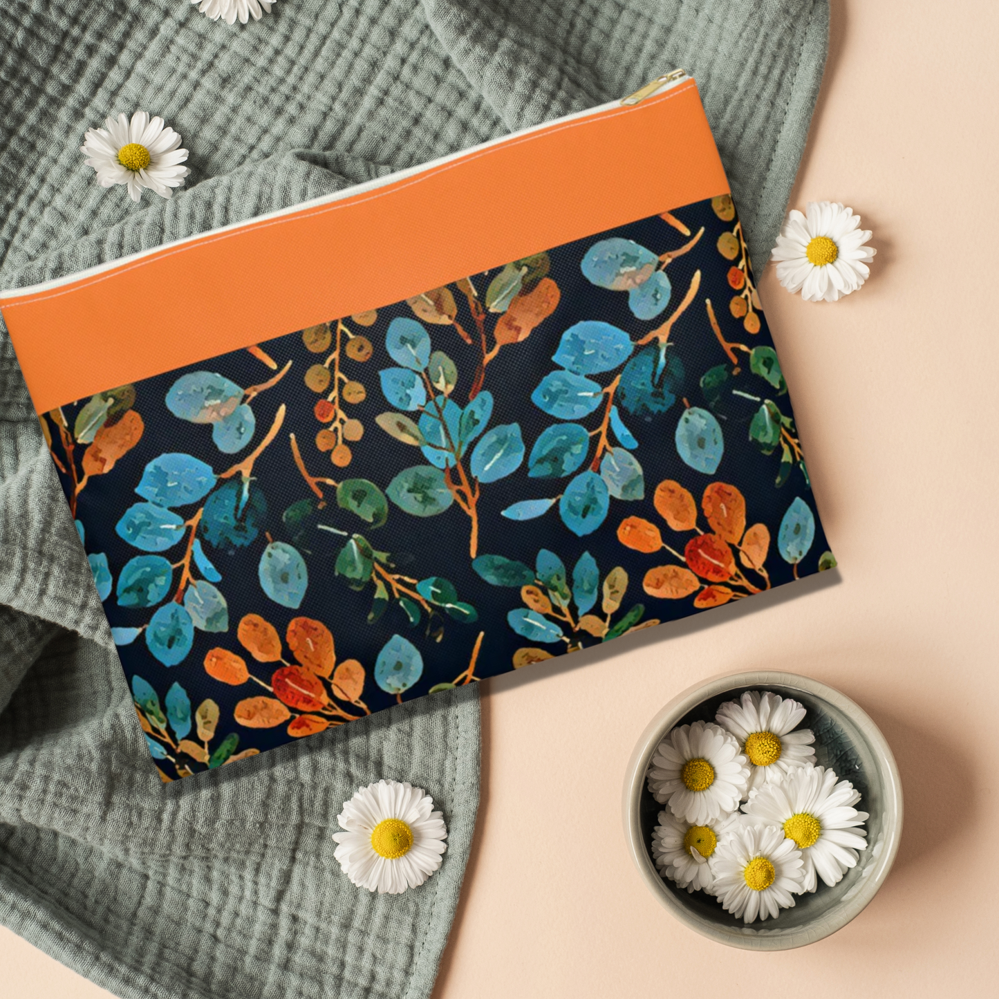 Picadee Navy Floral Accessory Pouch