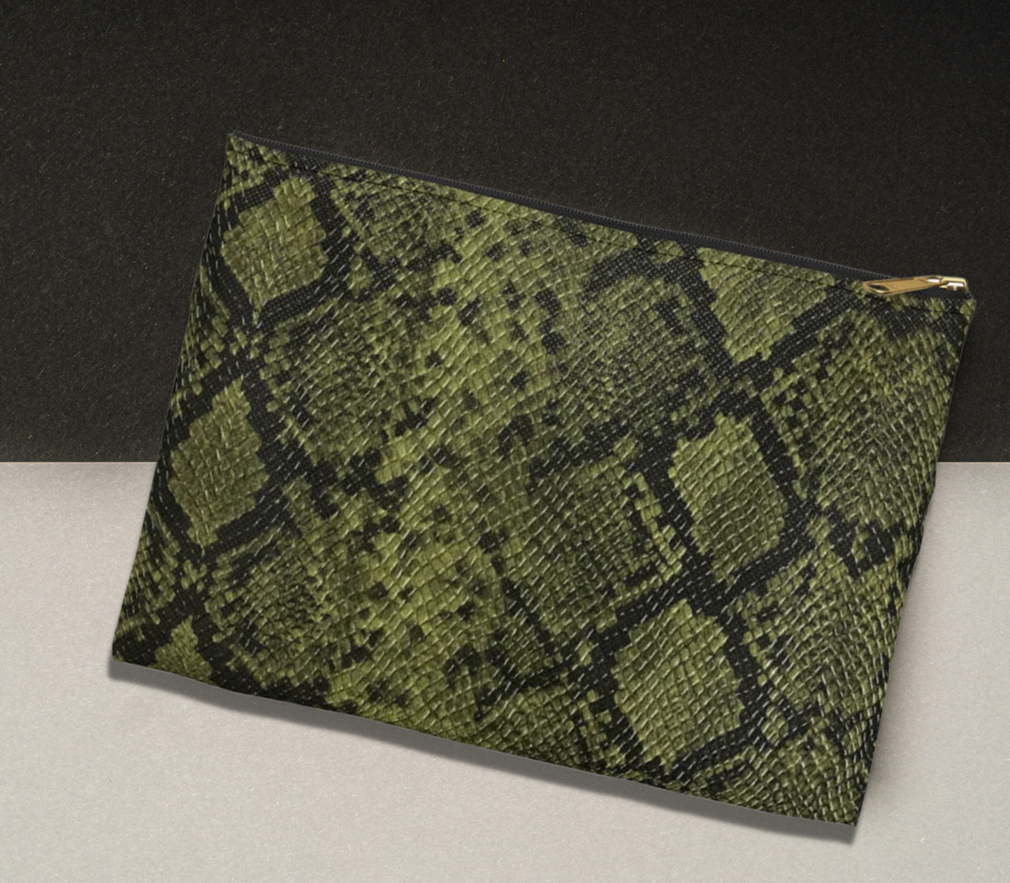 Faux Python in Green Accessory Pouch