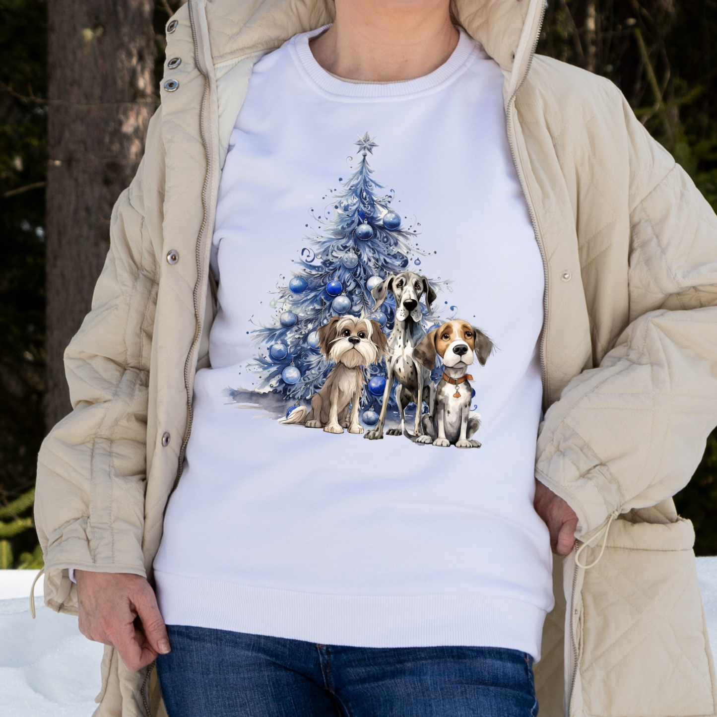 Waiting For Santa Dog Trio Unisex Heavy Blend™ Crewneck Sweatshirt