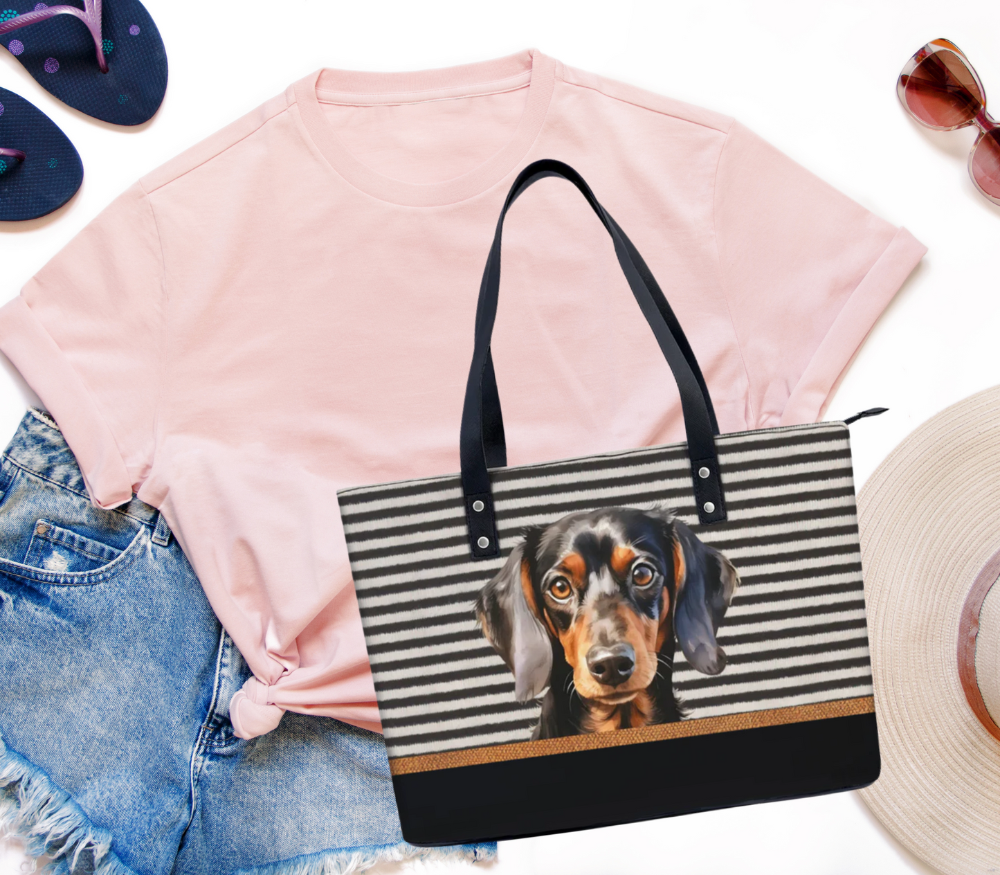 Dachshund PU Leather Handbag Tote