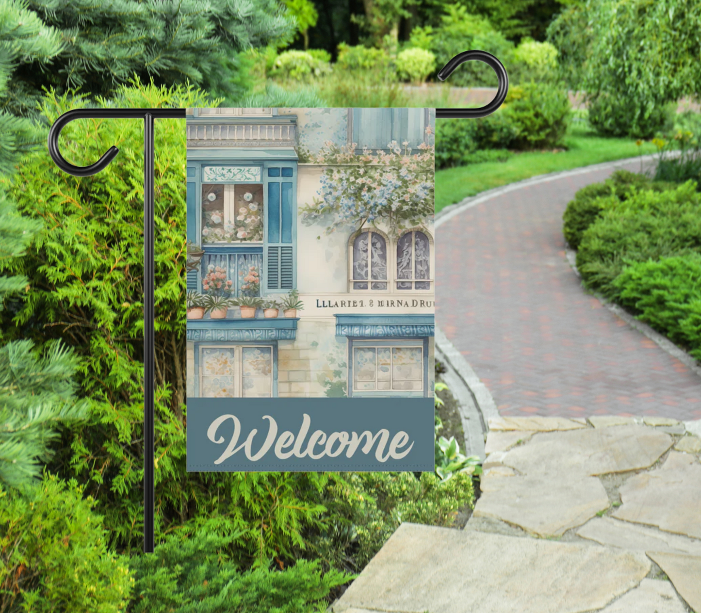 Paris Village Welcome 2-Sided Garden & House Banner