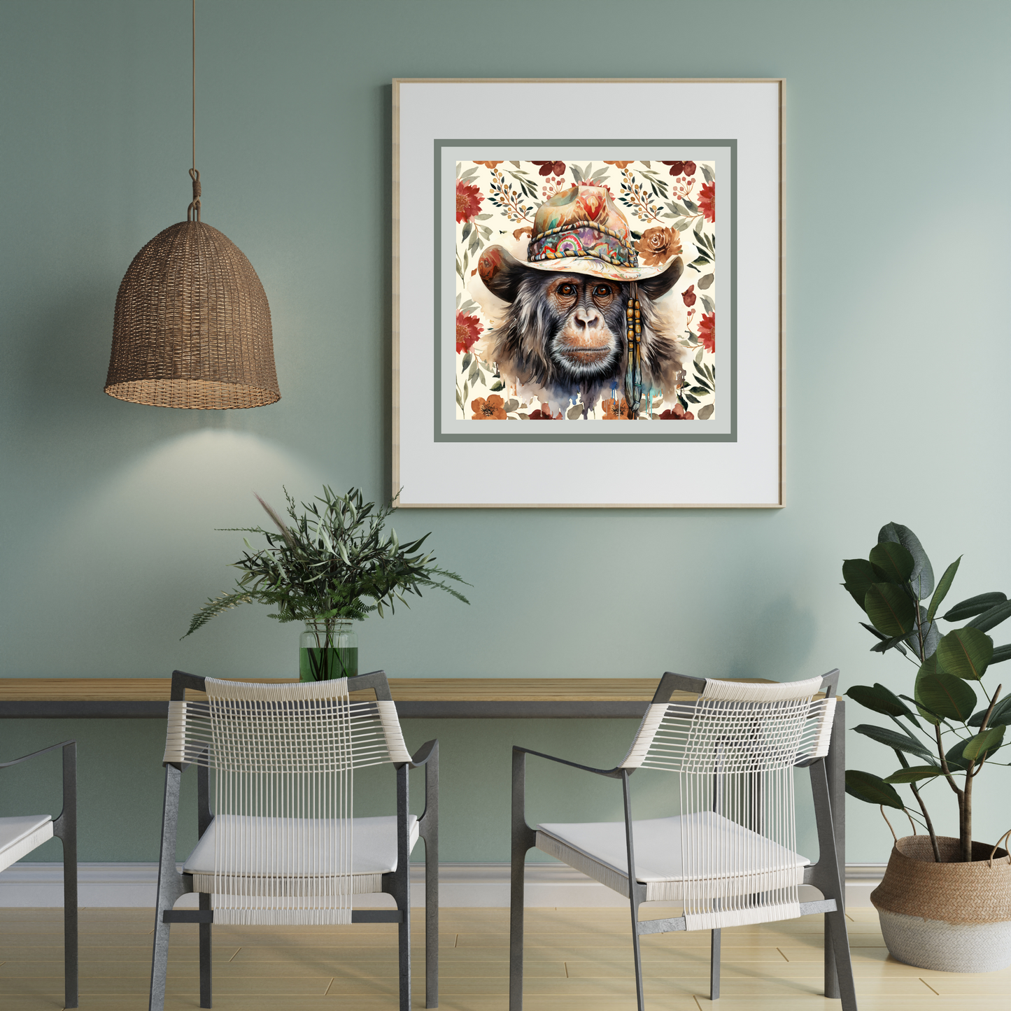 Bertie Bohemian Monkey Art Poster