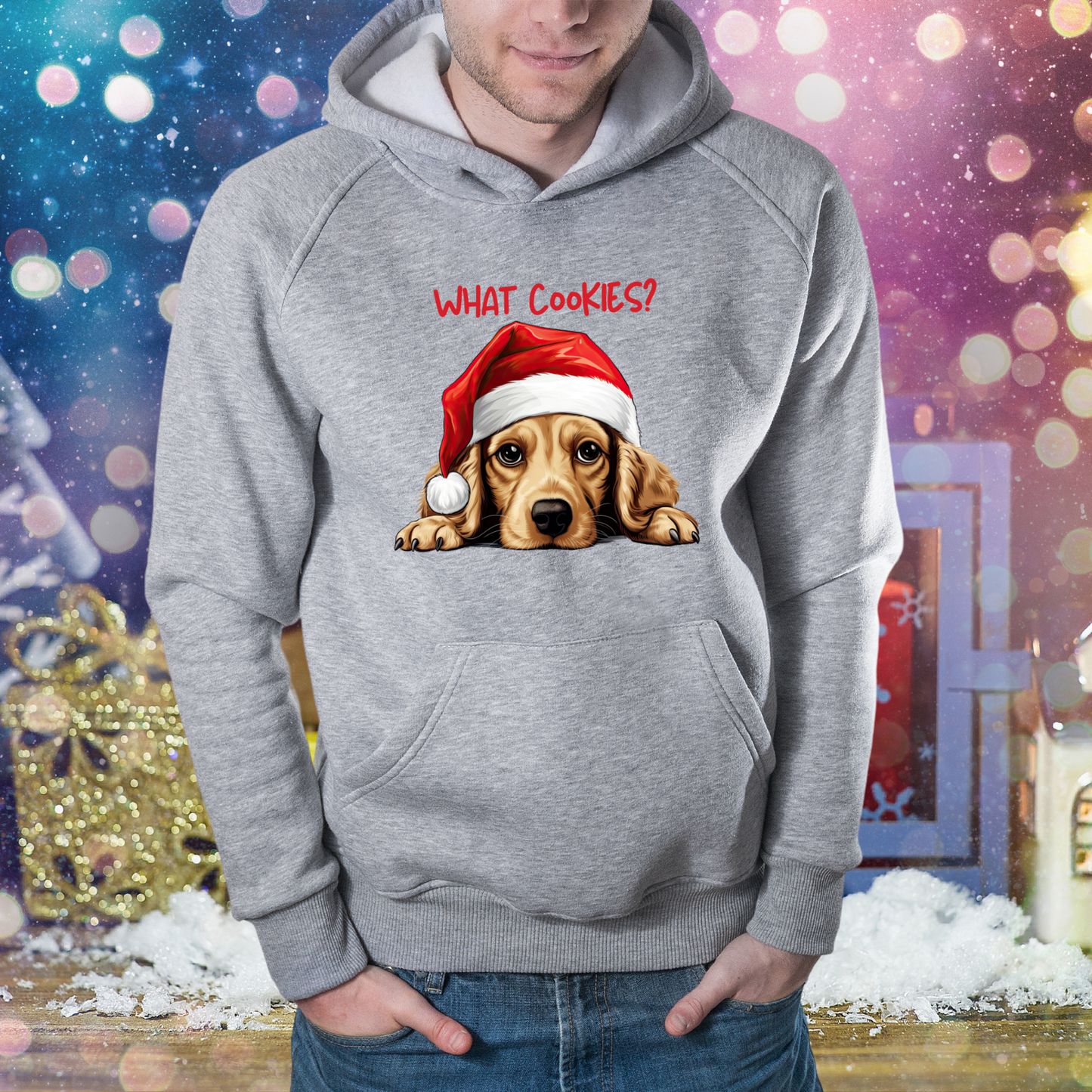 What Cookies? Cocker Spaniel in Santa Hat Unisex Heavy Blend™ Hooded Sweatshirt