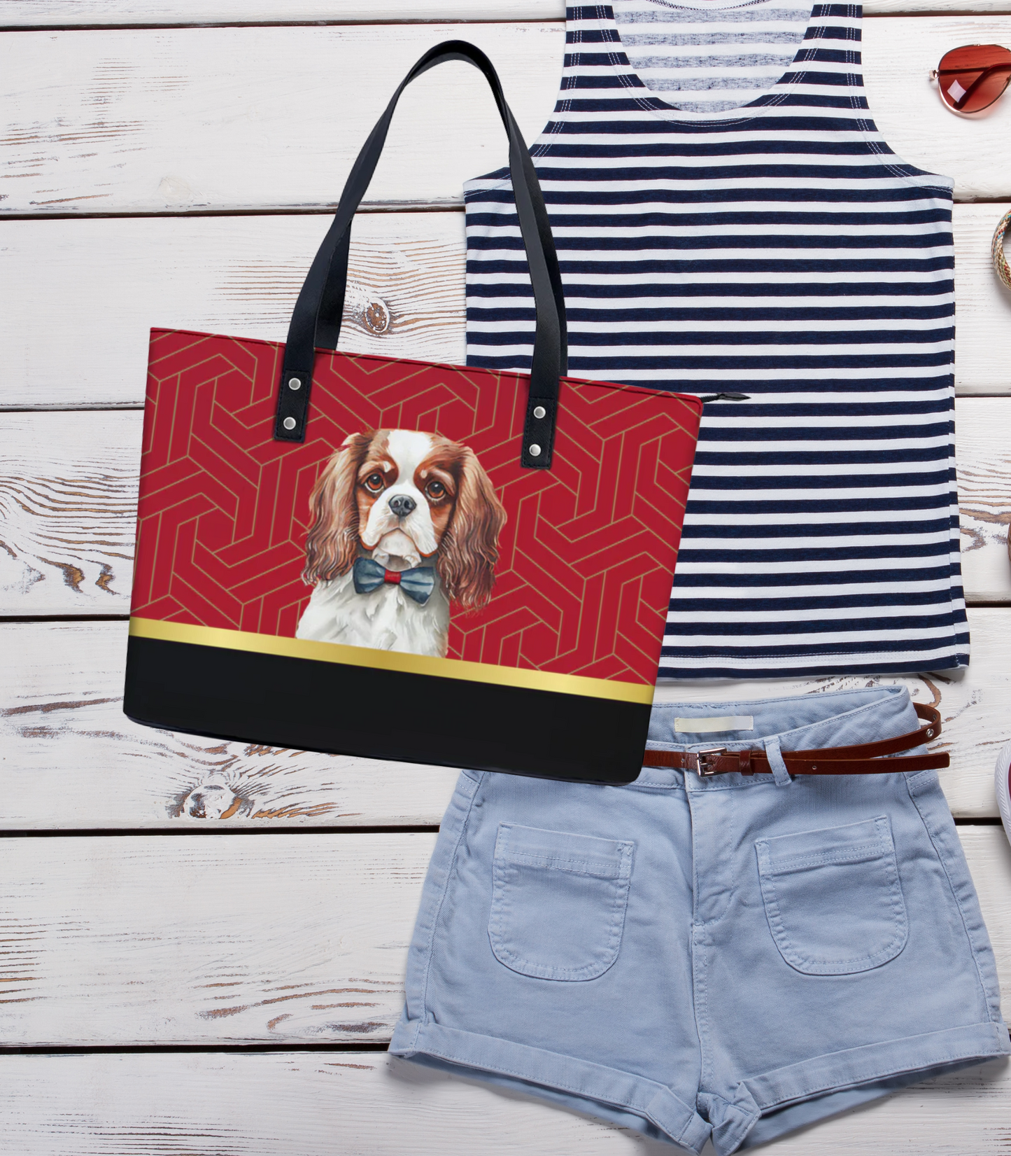 Cavalier King Charles PU Leather Handbag Tote