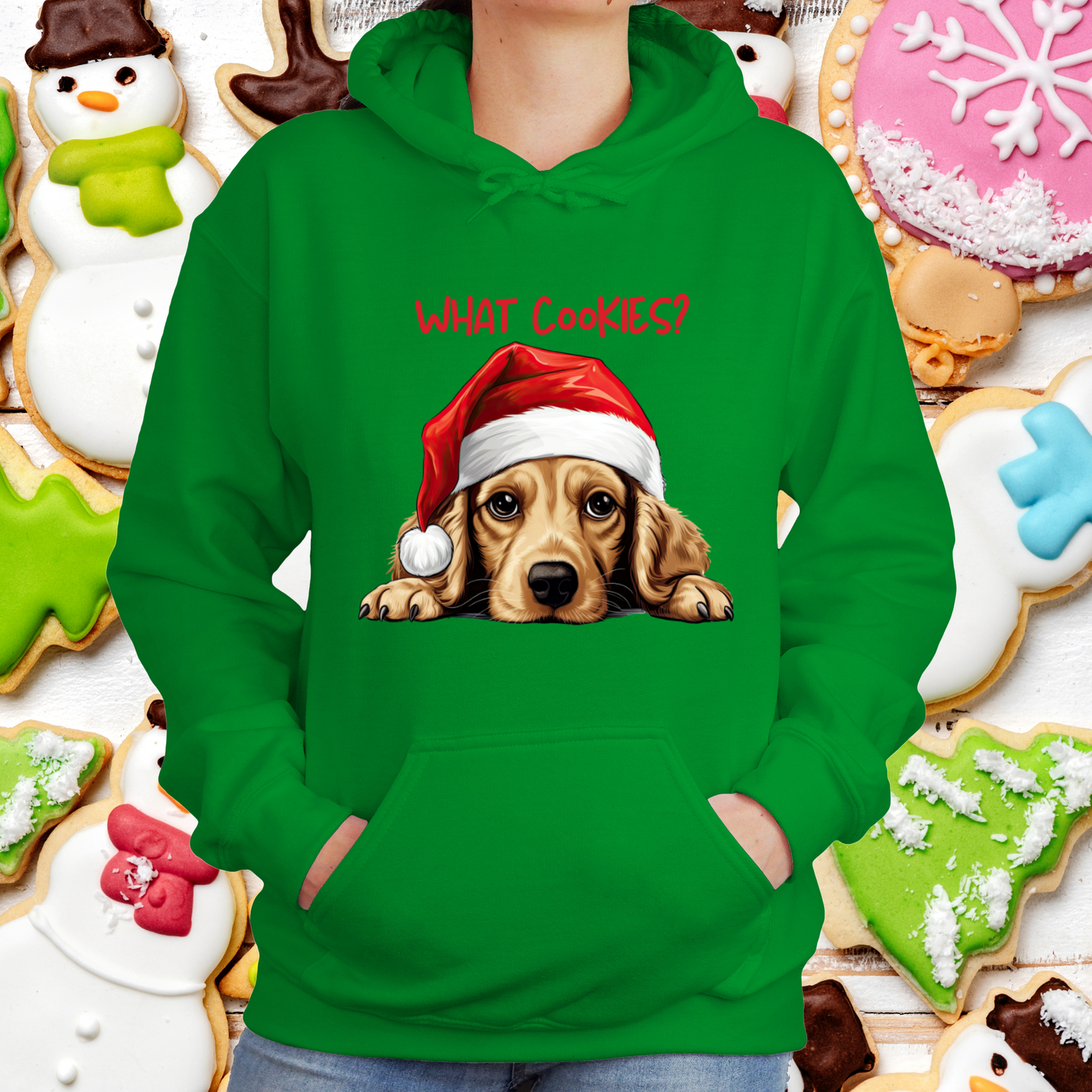 What Cookies? Cocker Spaniel in Santa Hat Unisex Heavy Blend™ Hooded Sweatshirt