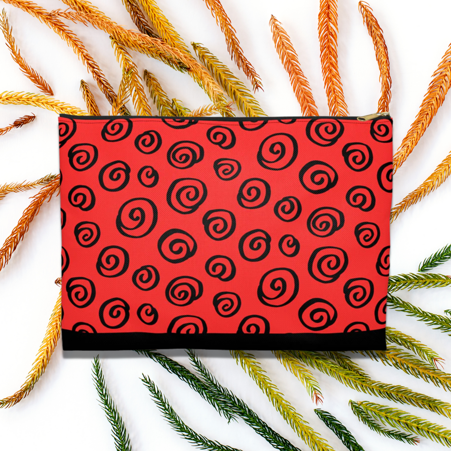 Black Swirl Red Accessory Pouch