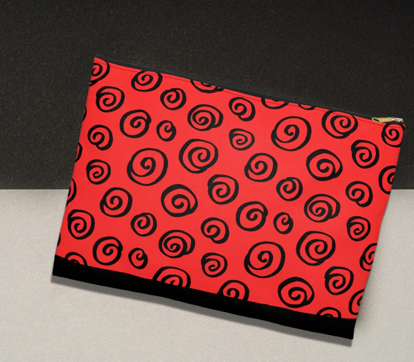 Black Swirl Red Accessory Pouch