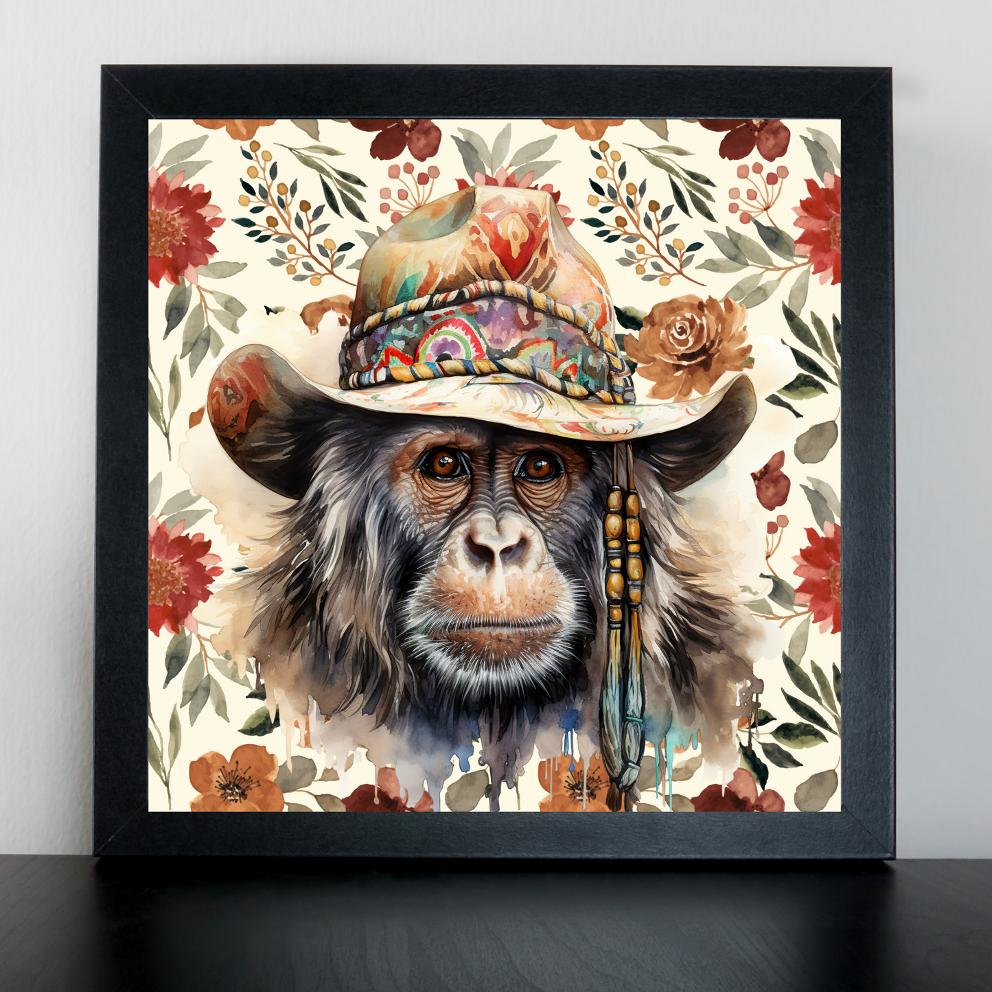 Bertie Bohemian Monkey Art Poster