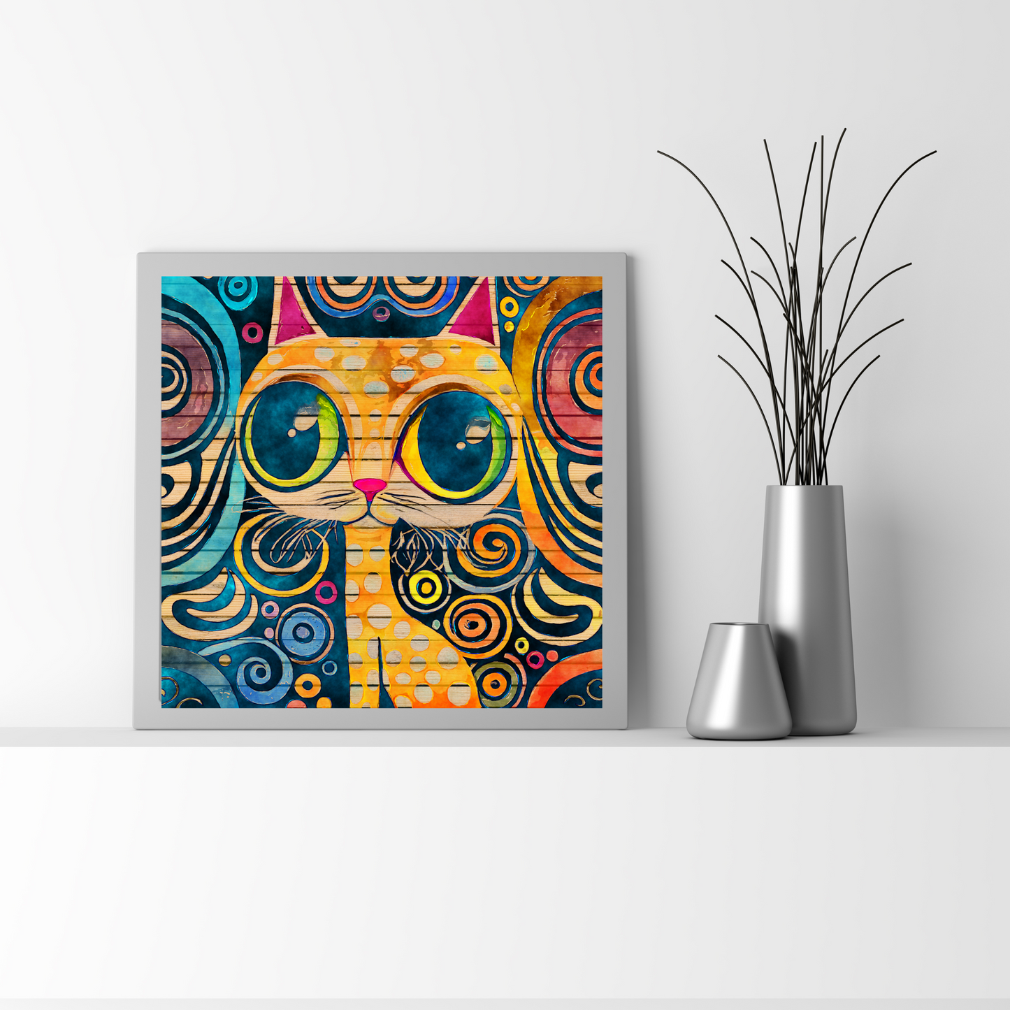 Bixby Colorful Abstract Cat Poster