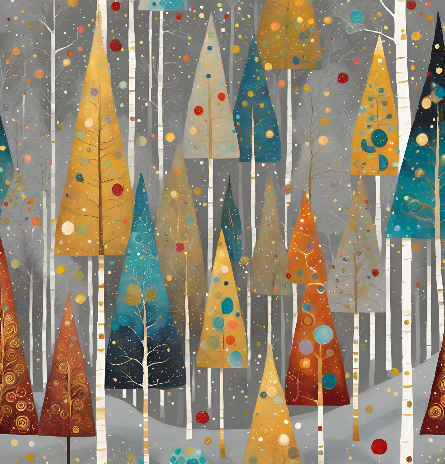 Vintage Christmas Trees Polyester Shower Curtain