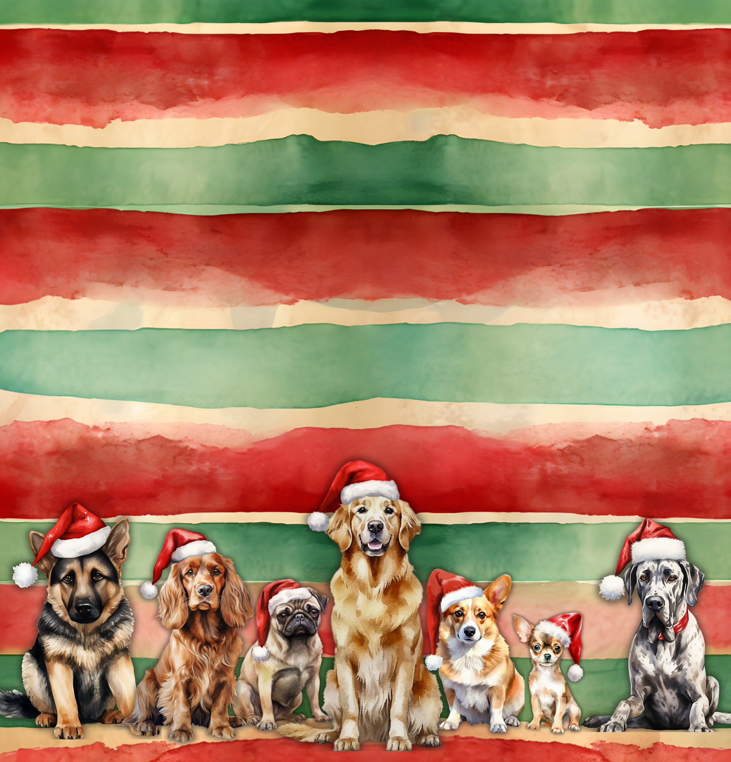 Waiting for Santa Dogs Polyester Shower Curtains