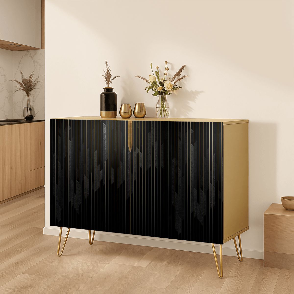 Black Modern Wooden Storage Cabinet (Made in USA)
